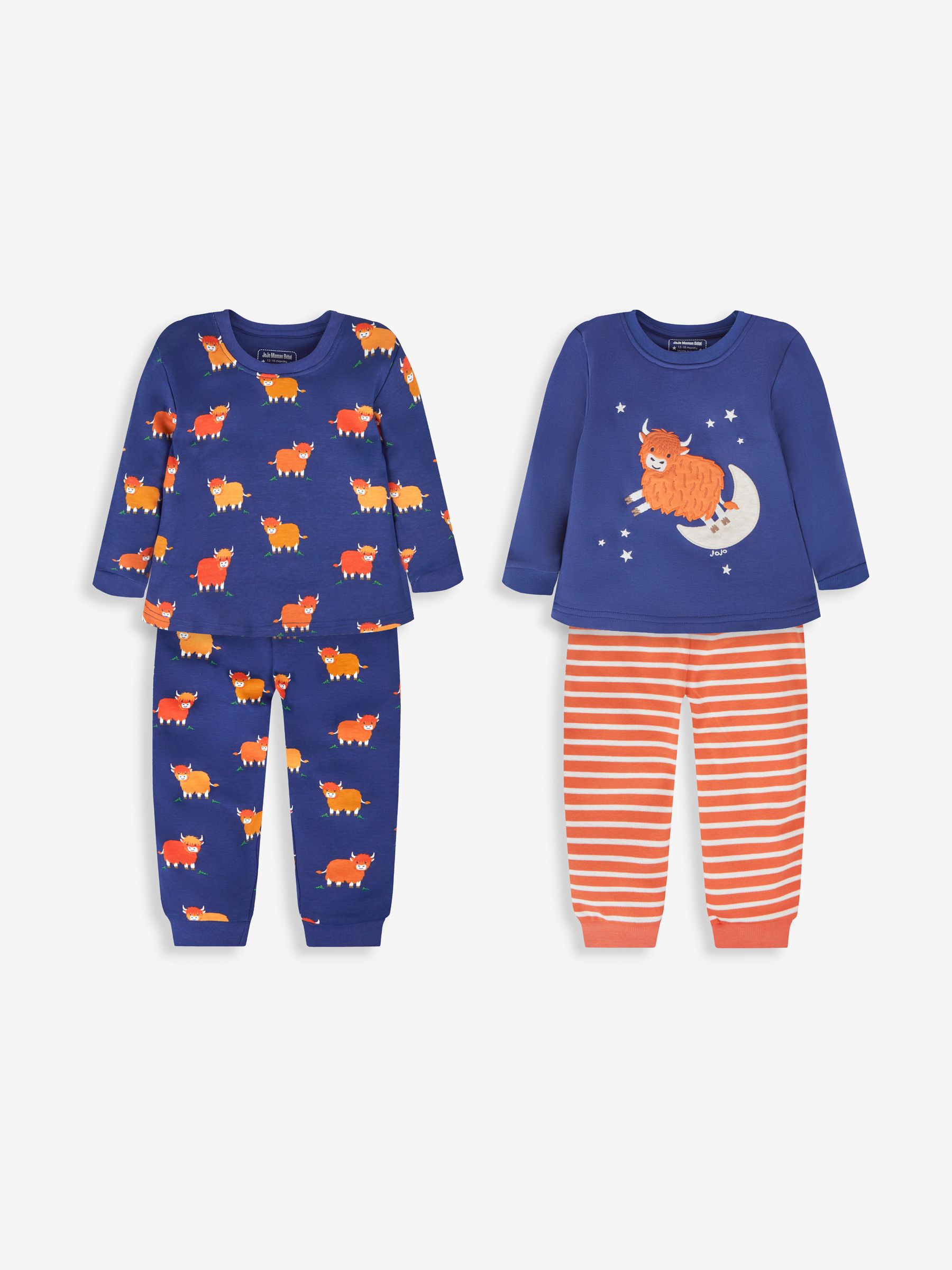 Navy Boys' 2-Pack Highland Cow Jersey Pyjamas - Image 1 of 11