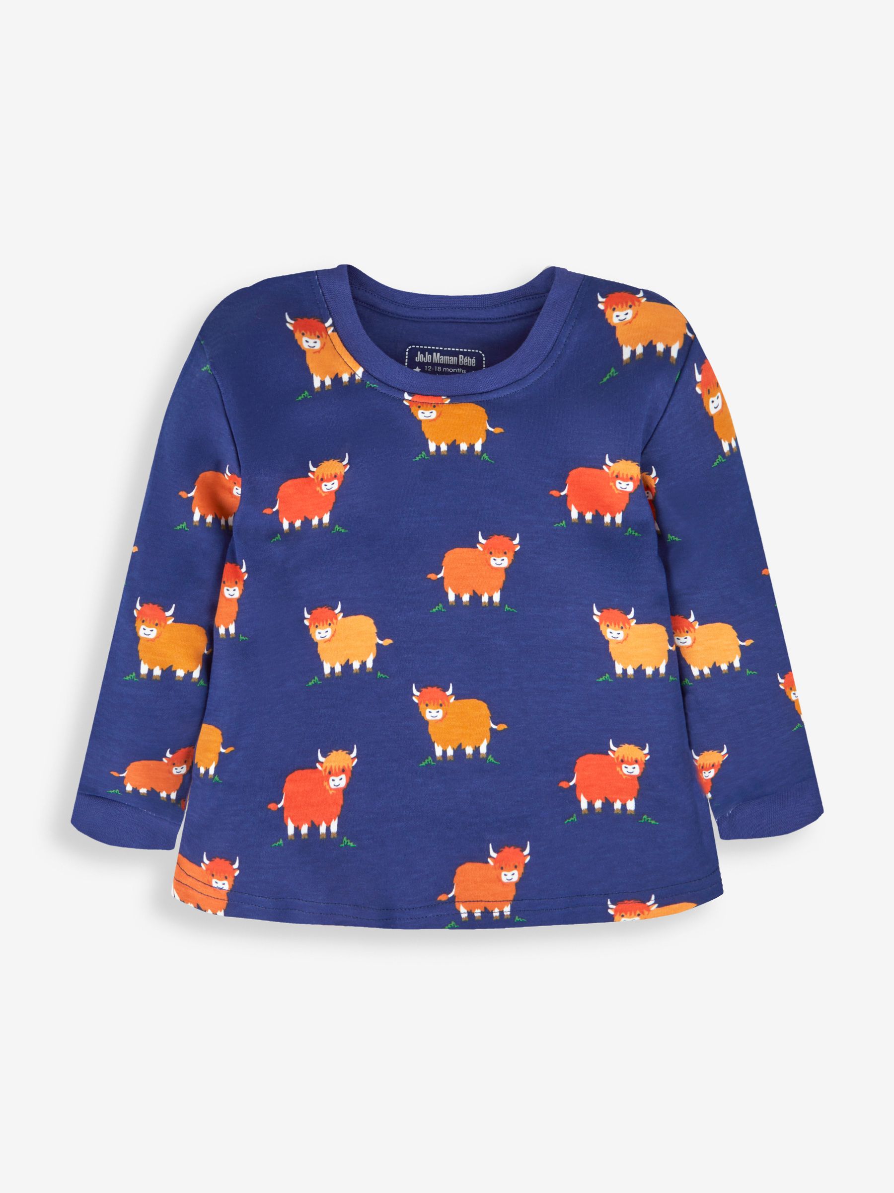 Navy Boys' 2-Pack Highland Cow Jersey Pyjamas - Image 4 of 11