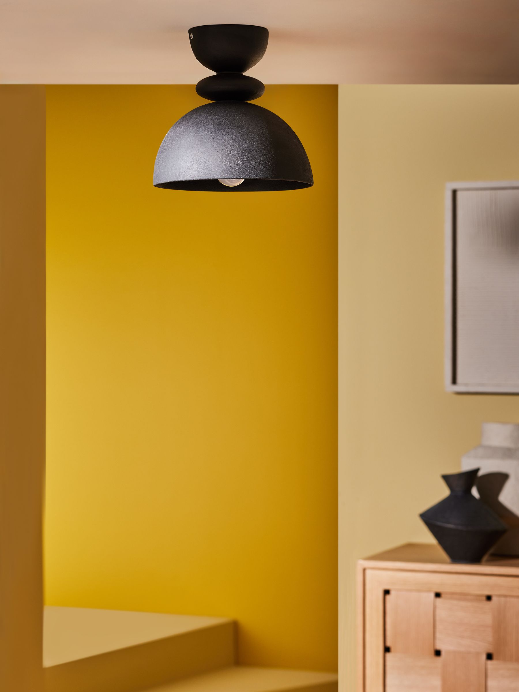 Freyja Flush Ceiling Light in Black - Image 1 of 3