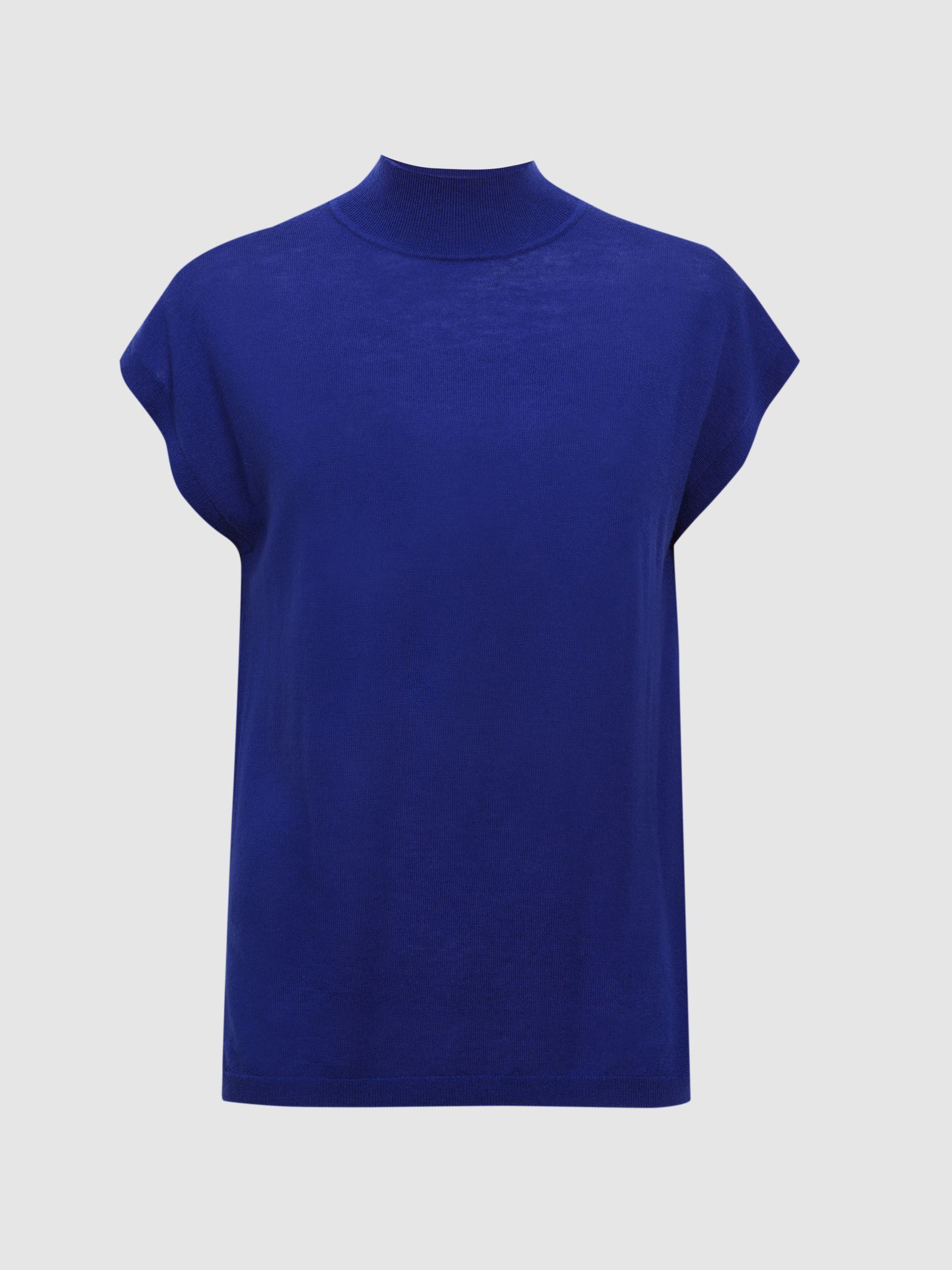 Wool Funnel Neck Sleeveless Jumper in Blue - Image 2 of 5