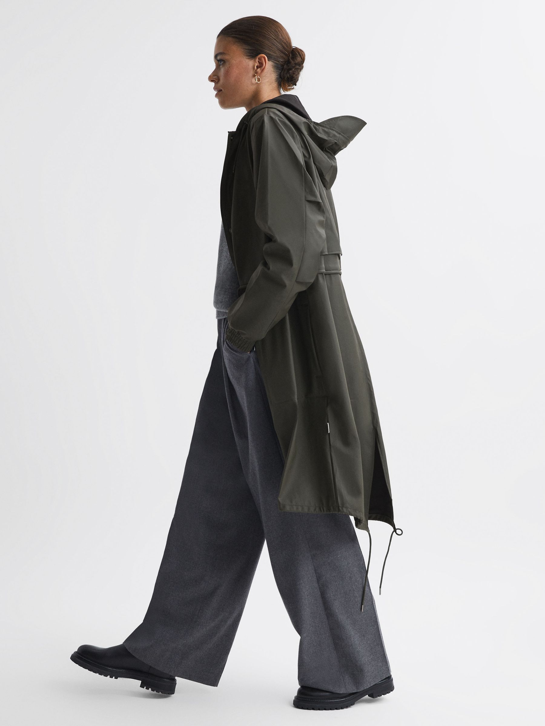 Rains String Parka in Green - Image 3 of 7