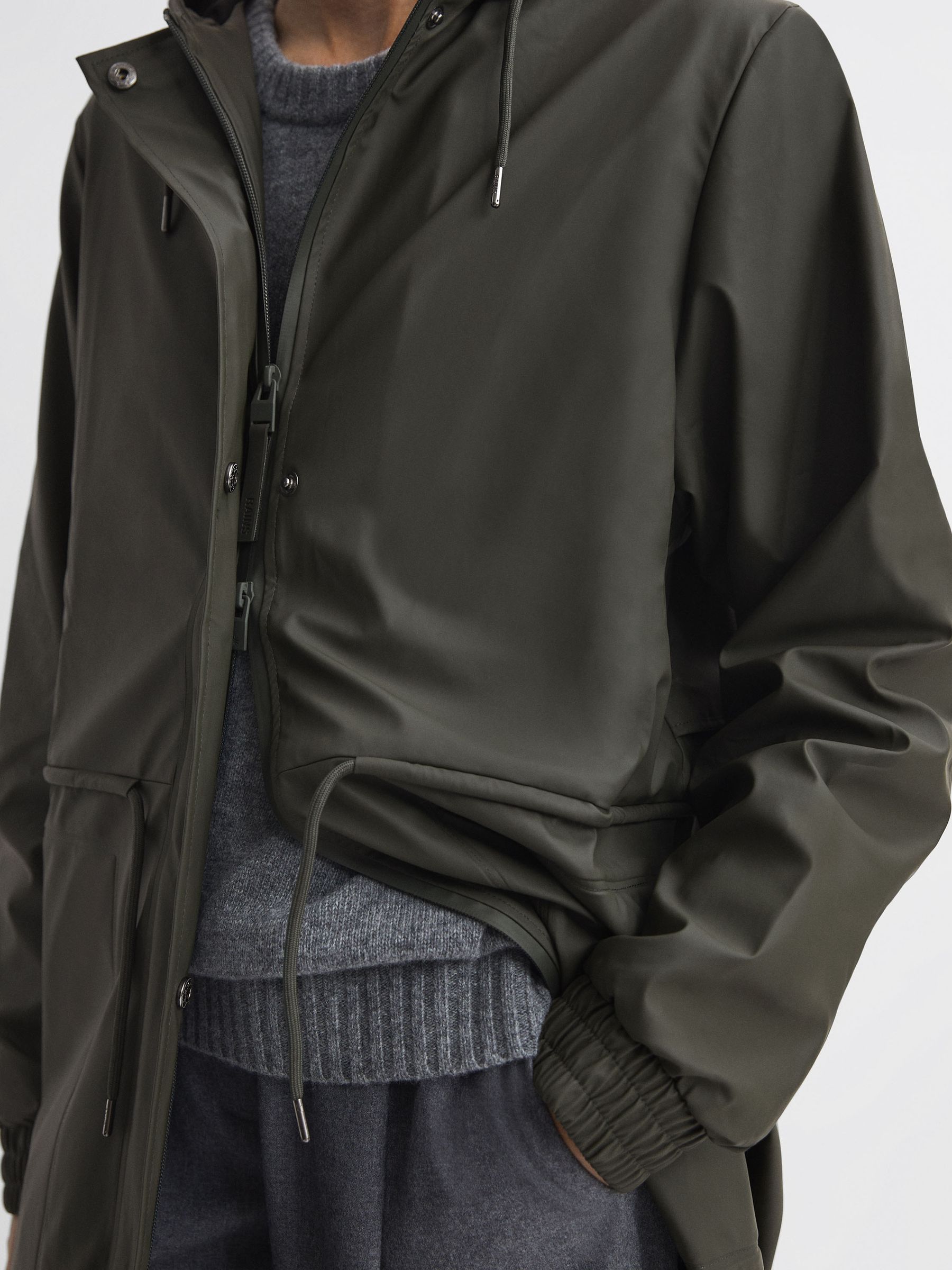 Rains String Parka in Green - Image 4 of 7