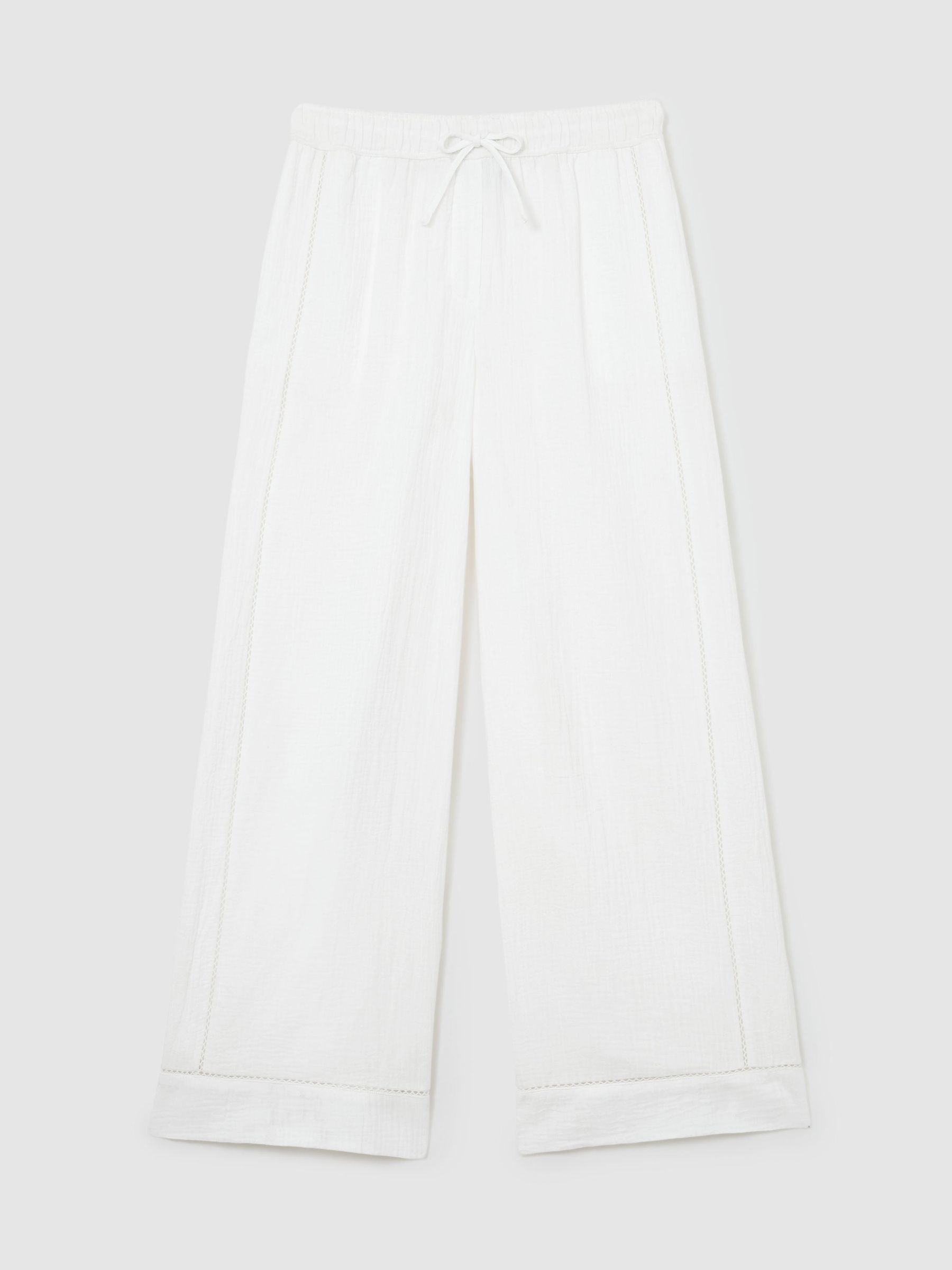 Petite Cotton Cheesecloth Wide-Leg Trousers in White - Image 2 of 8