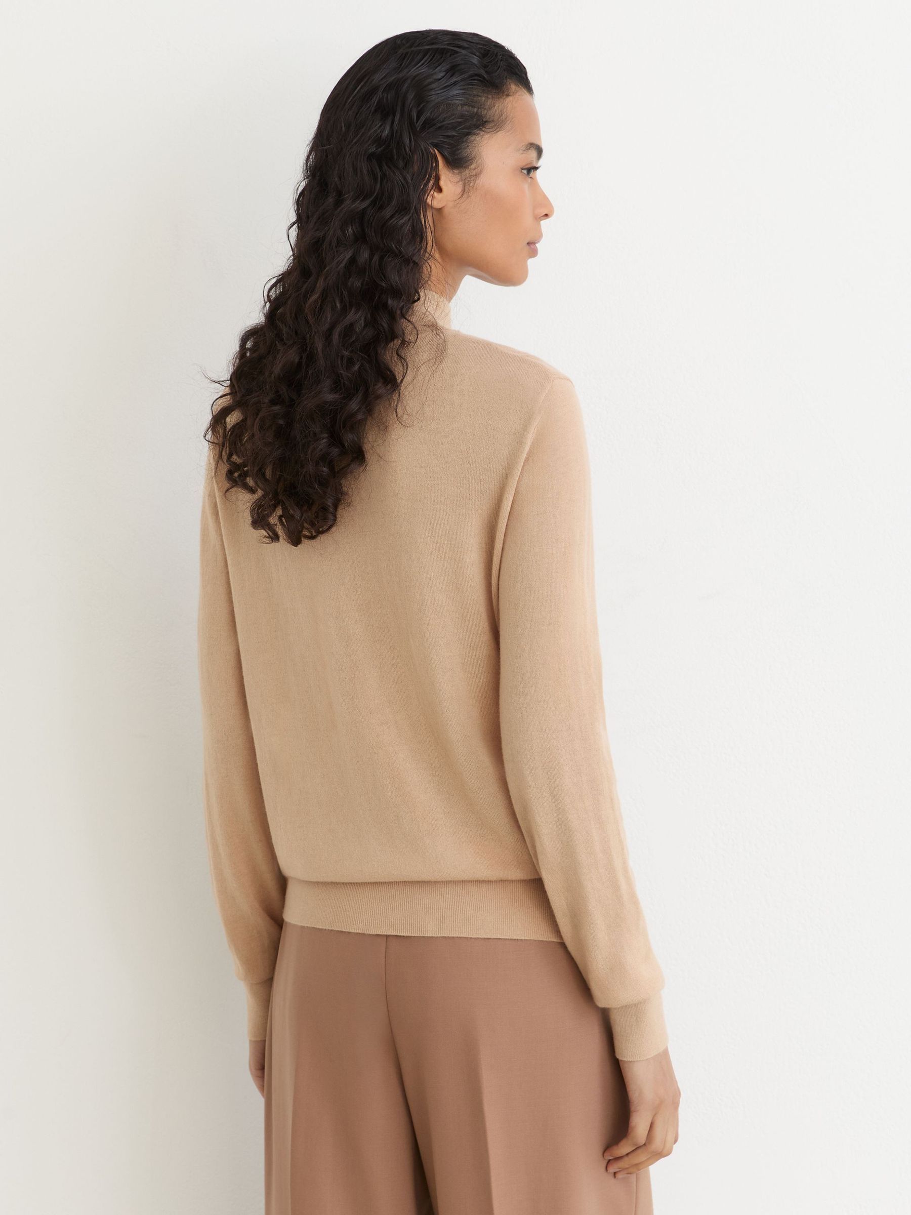 Ultra-Soft Merino Wool High-Neck Jumper in Camel - Image 5 of 6