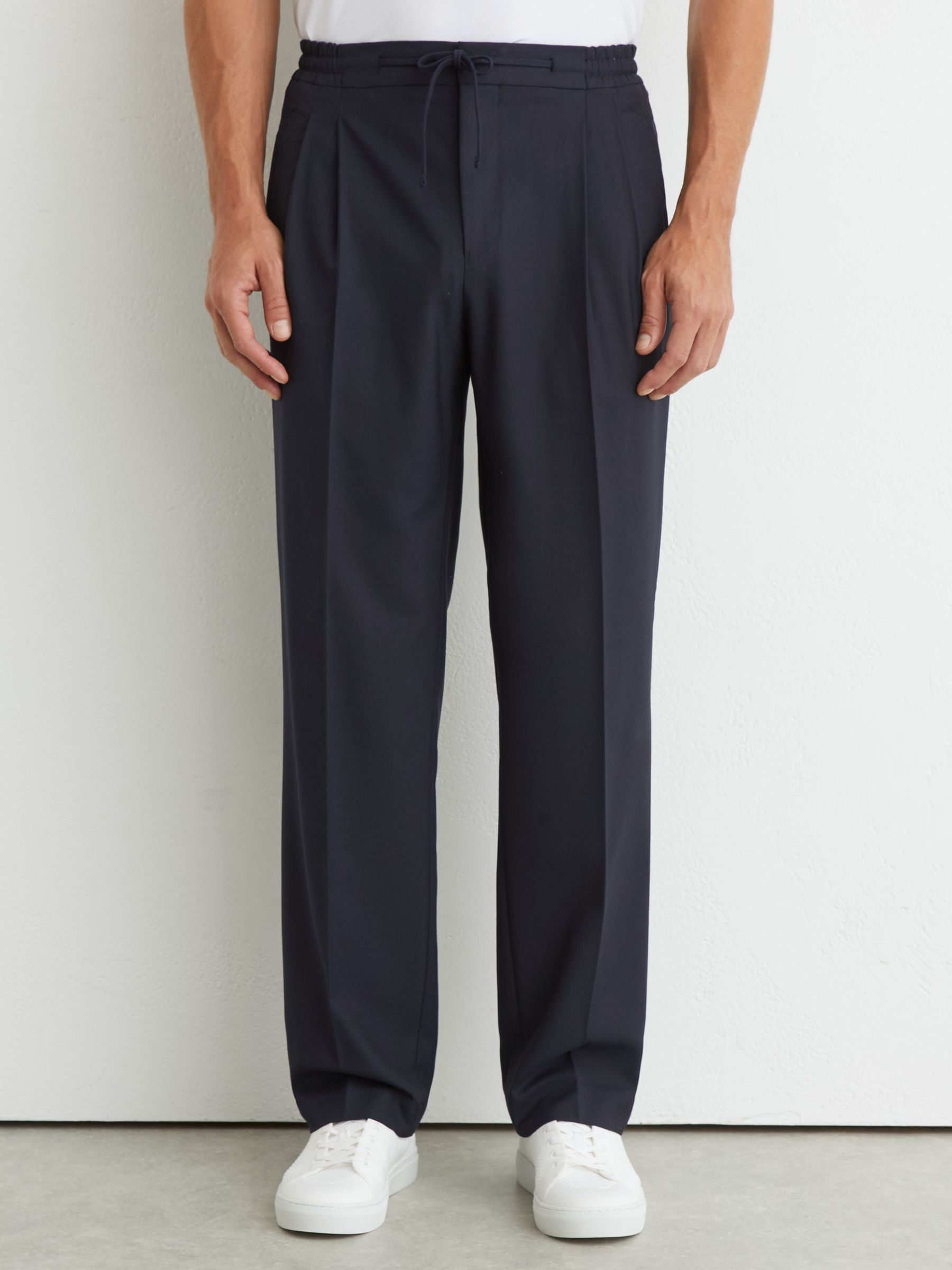 Relaxed Twill Drawstring Trousers in Navy - Billede 3 af 6