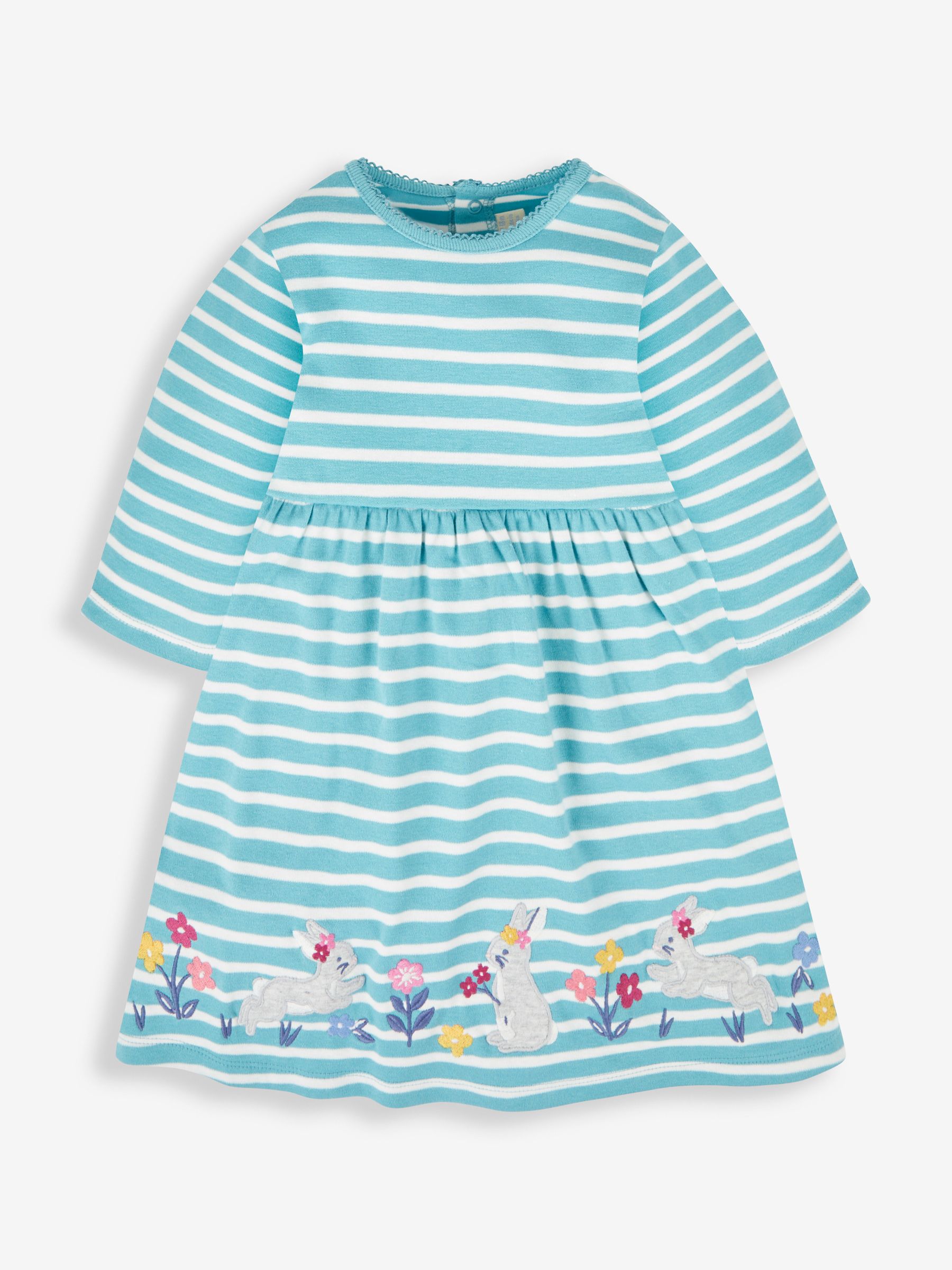Duck Egg Green Bunny Girls' Stripe Appliqué Dress - Image 1 of 3