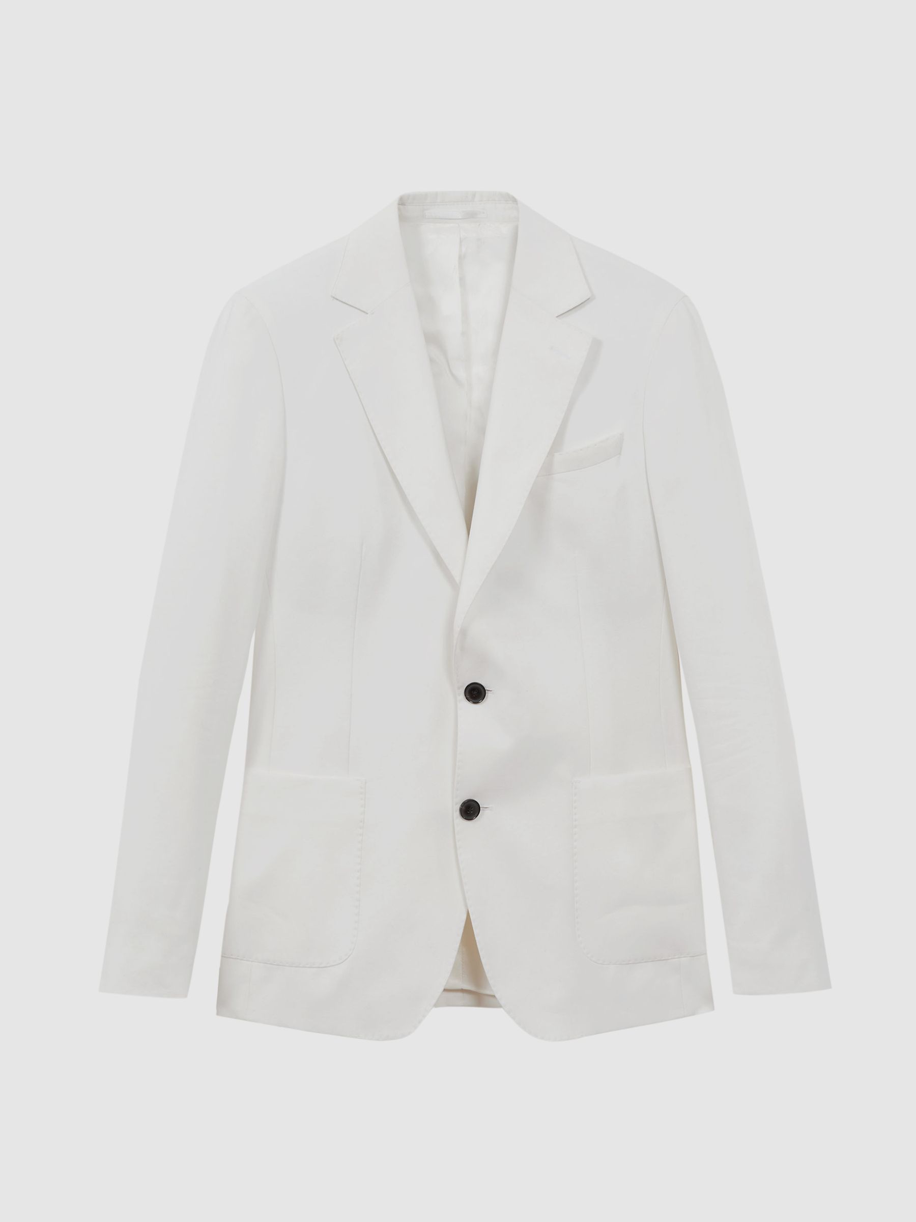 Atelier Sea Island Cotton Slim Fit Single Breasted Blazer in White - Image 2 of 8