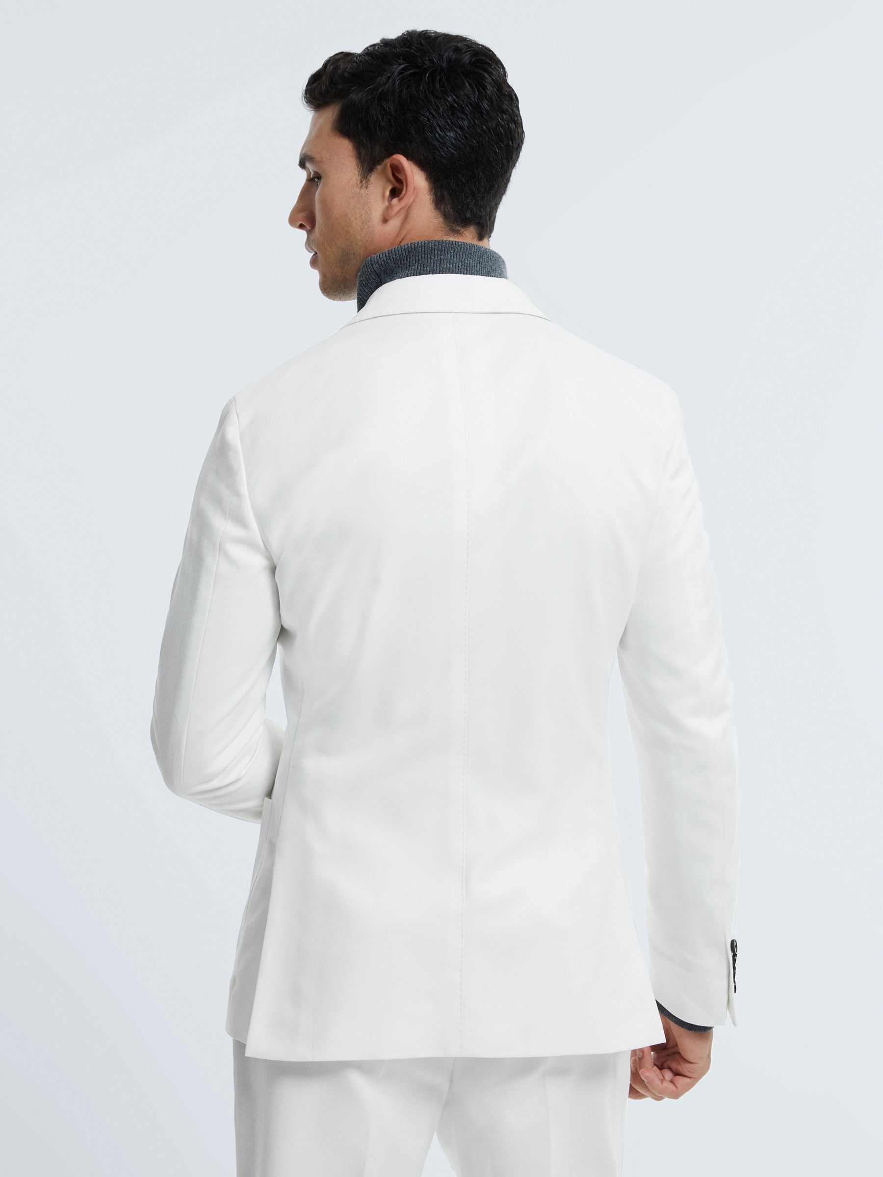 Atelier Sea Island Cotton Slim Fit Single Breasted Blazer in White - Image 5 of 8