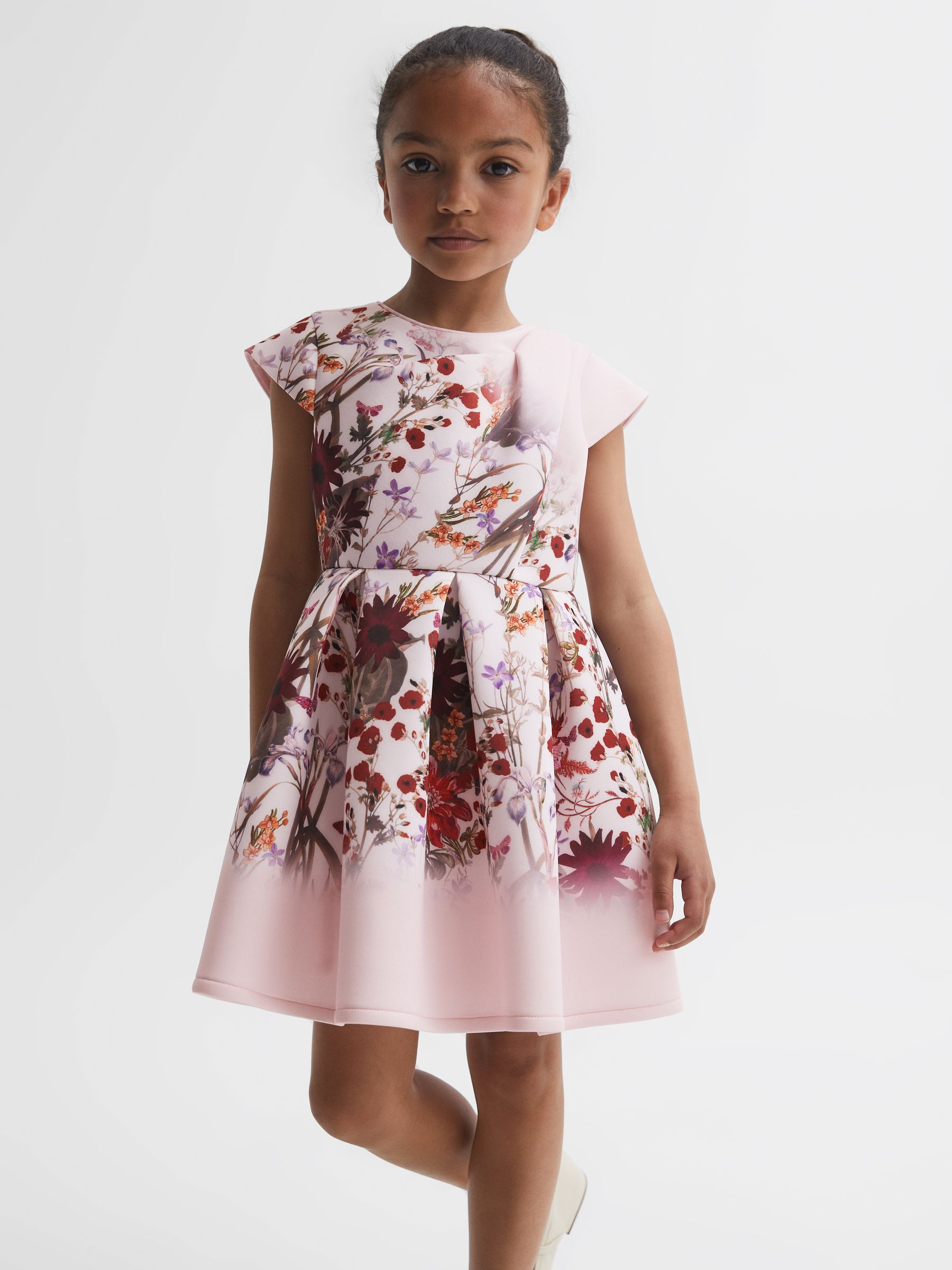 4-9 yrs Scuba Floral Printed Dress in Multi - Image 3 of 6