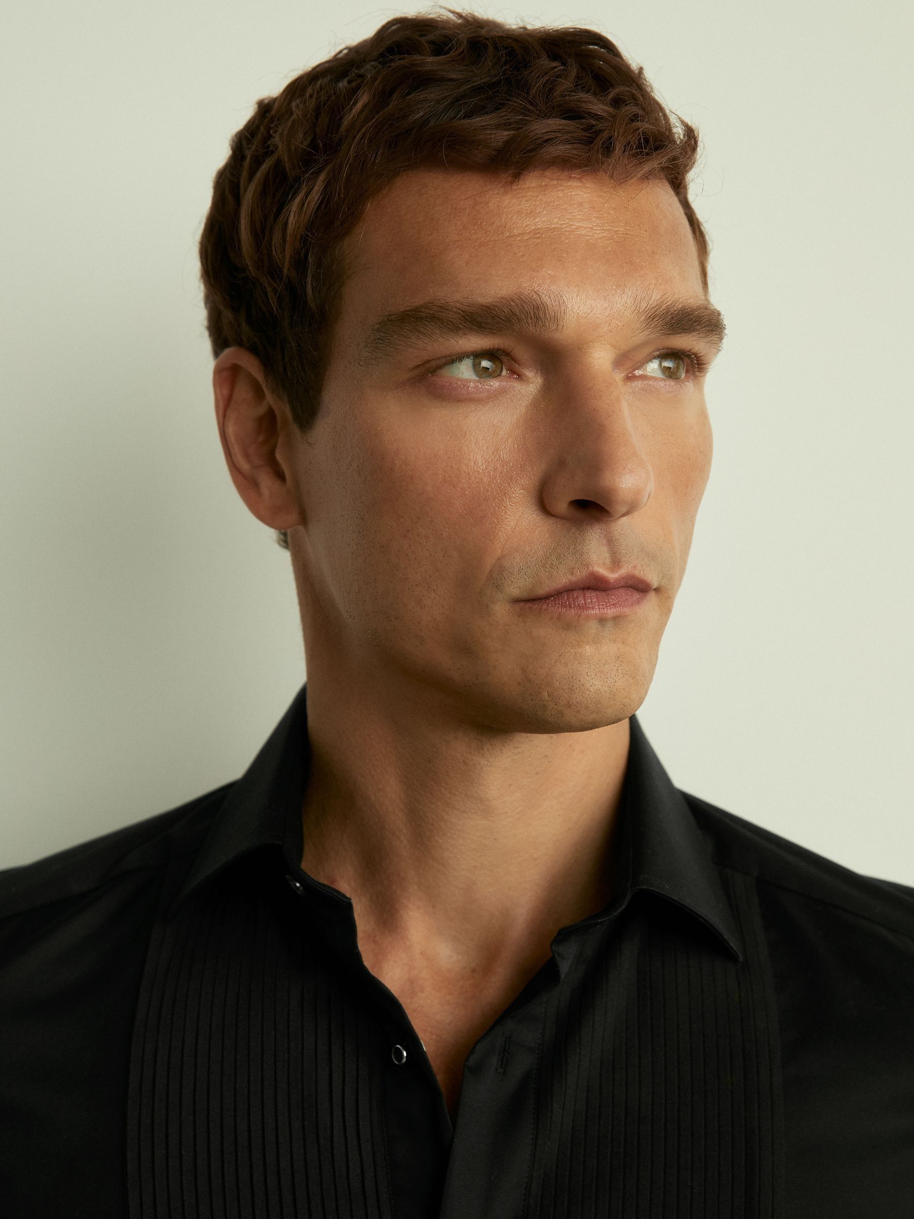 Slim Fit Slim Fit Cotton Marcella Tuxedo Shirt in Black - Image 4 of 7