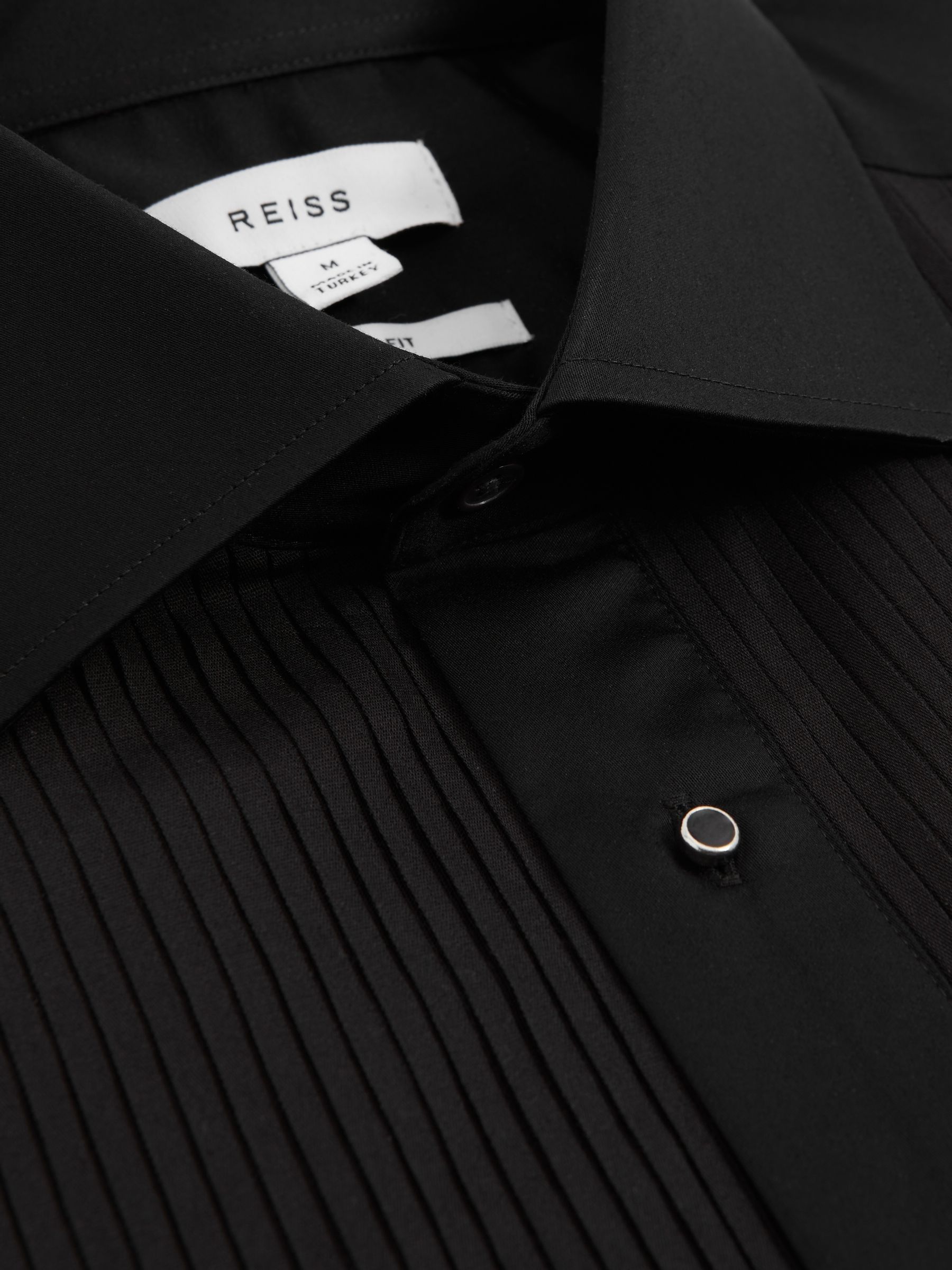 Slim Fit Slim Fit Cotton Marcella Tuxedo Shirt in Black - Image 6 of 7
