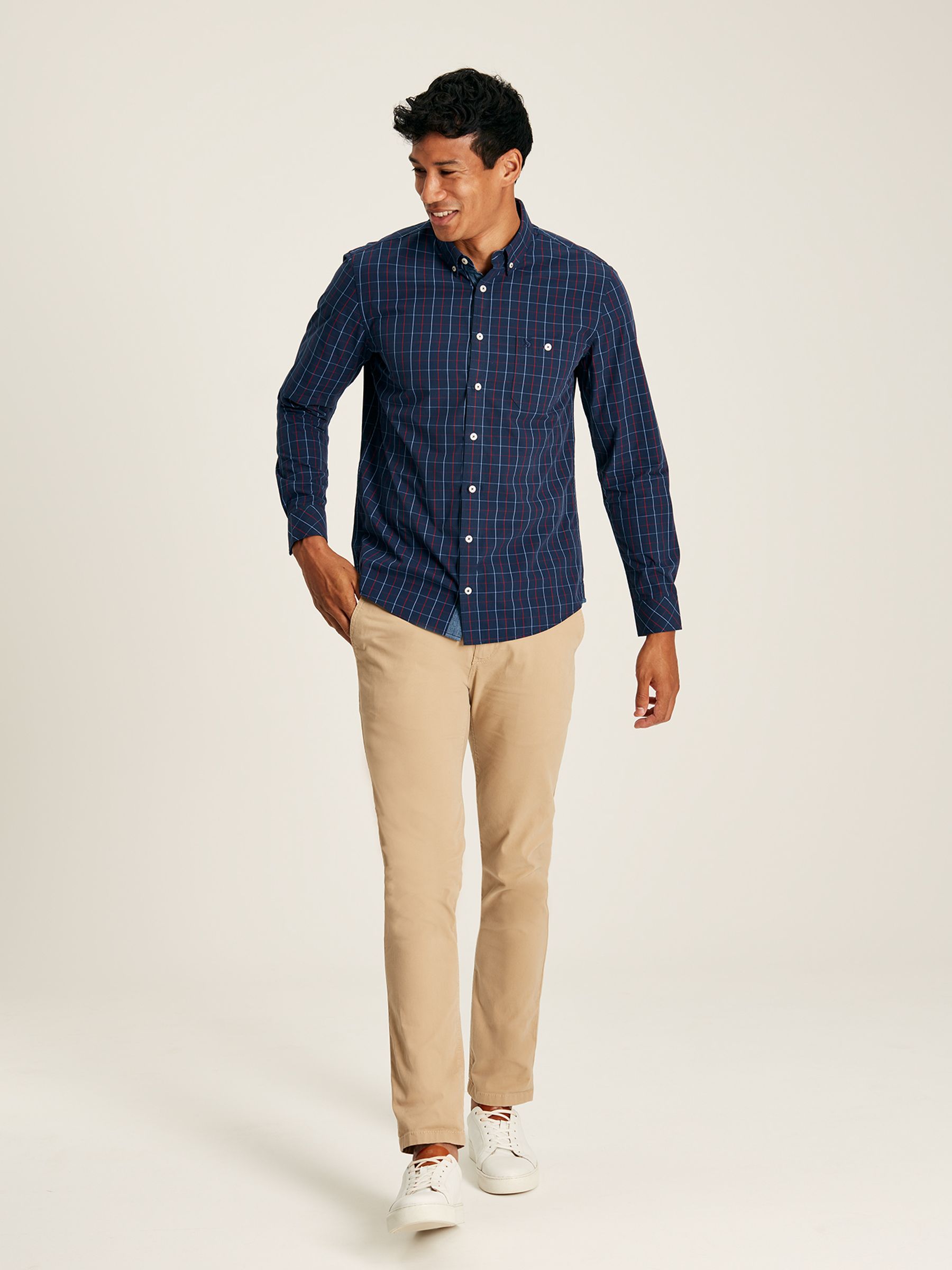 Abbott Navy Check Cotton Poplin Shirt - Image 3 of 6