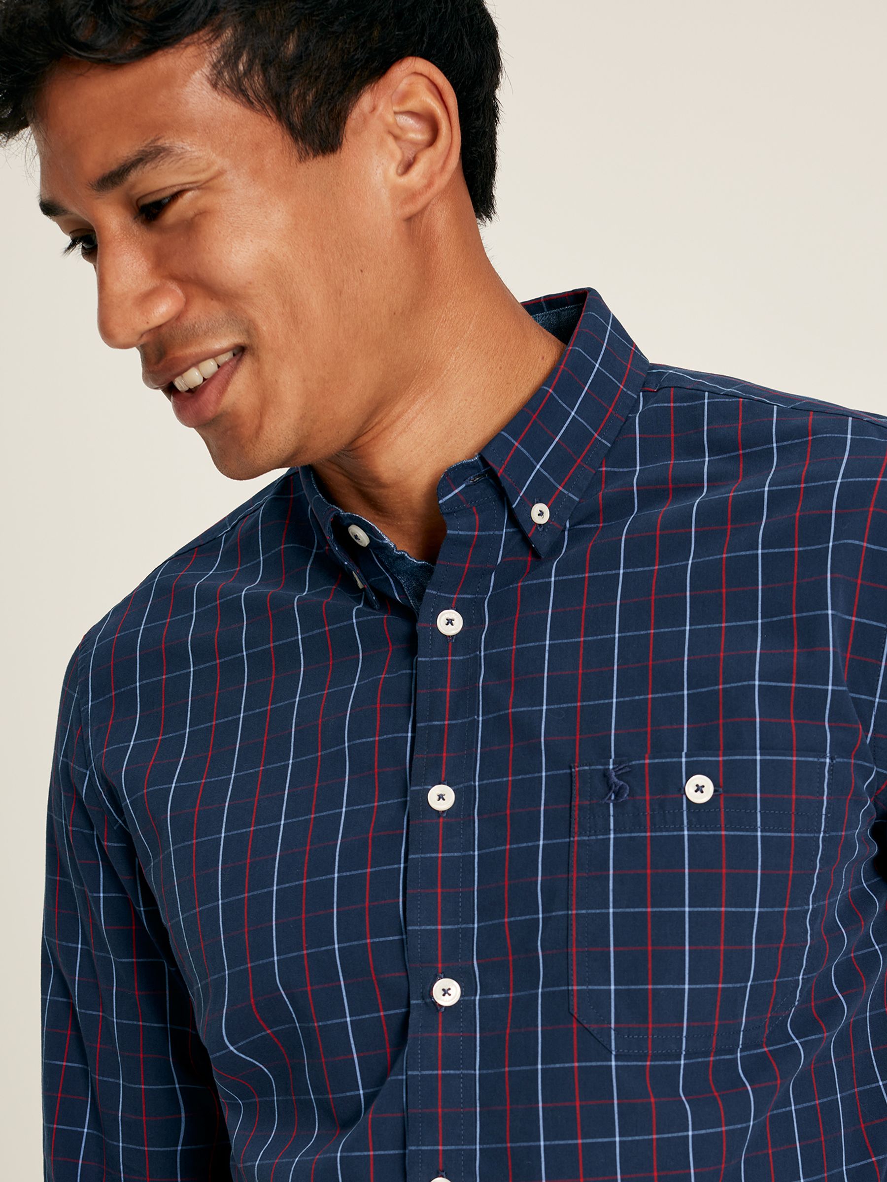 Abbott Navy Check Cotton Poplin Shirt - Image 4 of 6