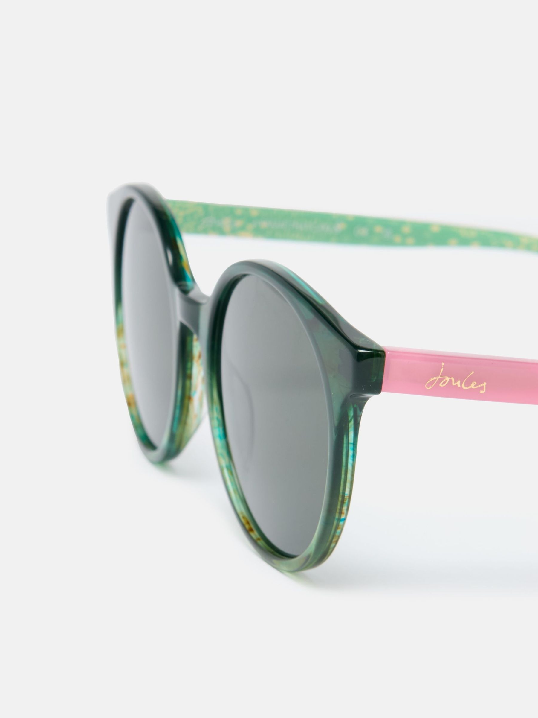 Green Floral Round Rimmed Sunglasses - Image 3 of 4