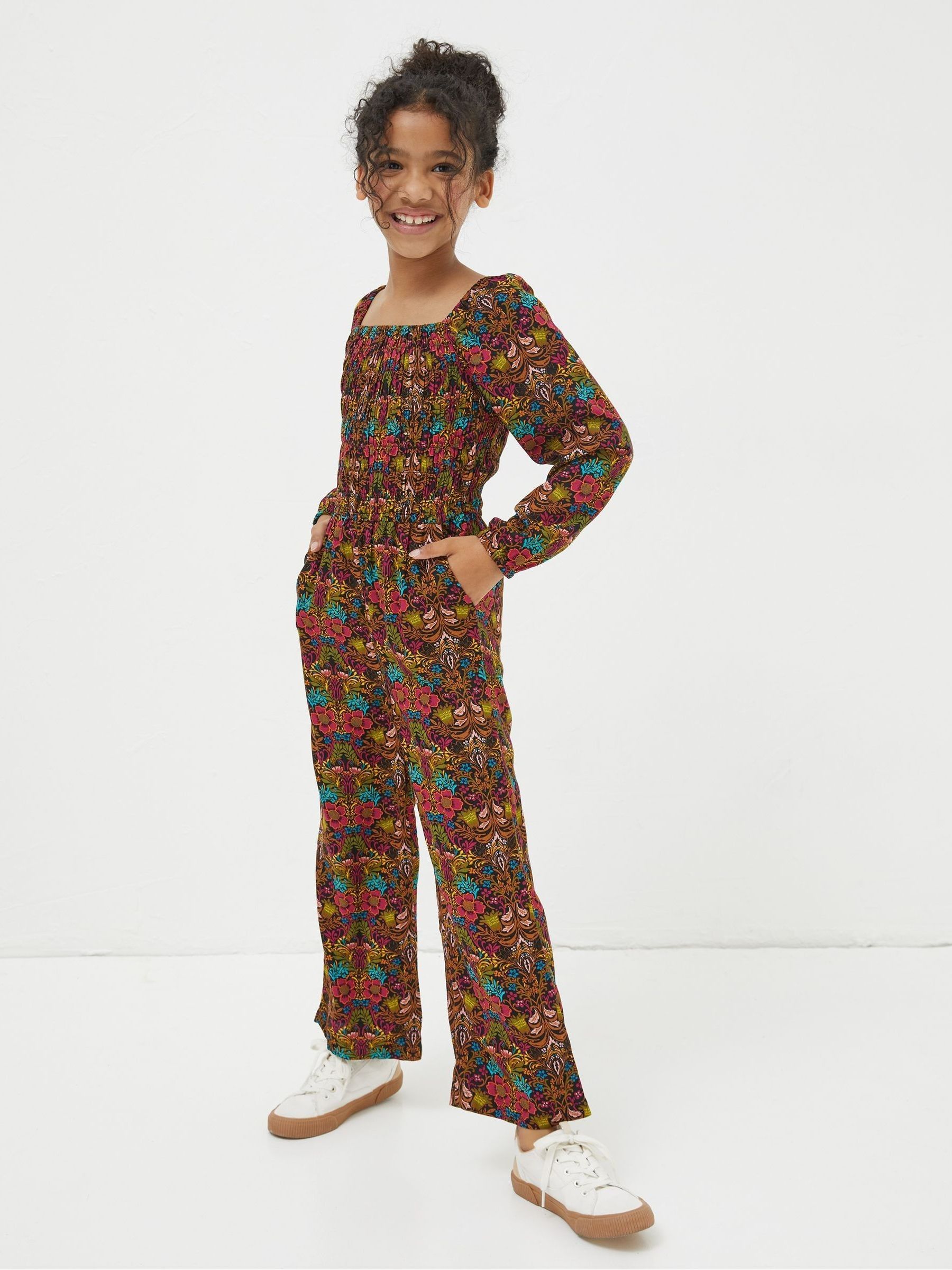 Pink Daisy Floral Print Jumpsuit - Image 1 of 3 Pink Daisy Floral Print Jumpsuit - Image 1 of 3