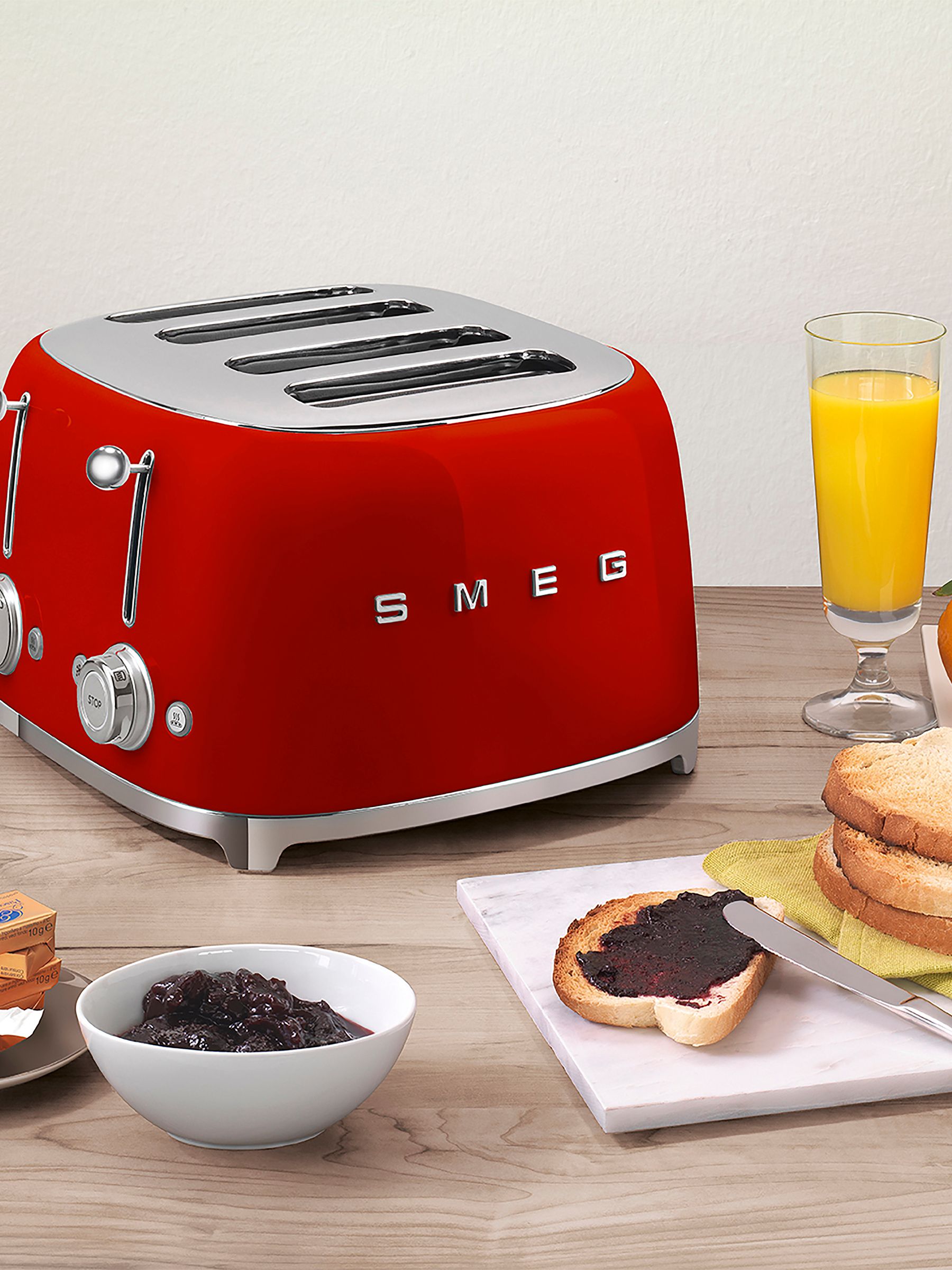 Smeg Red 4 Slice Toaster - Image 2 of 7