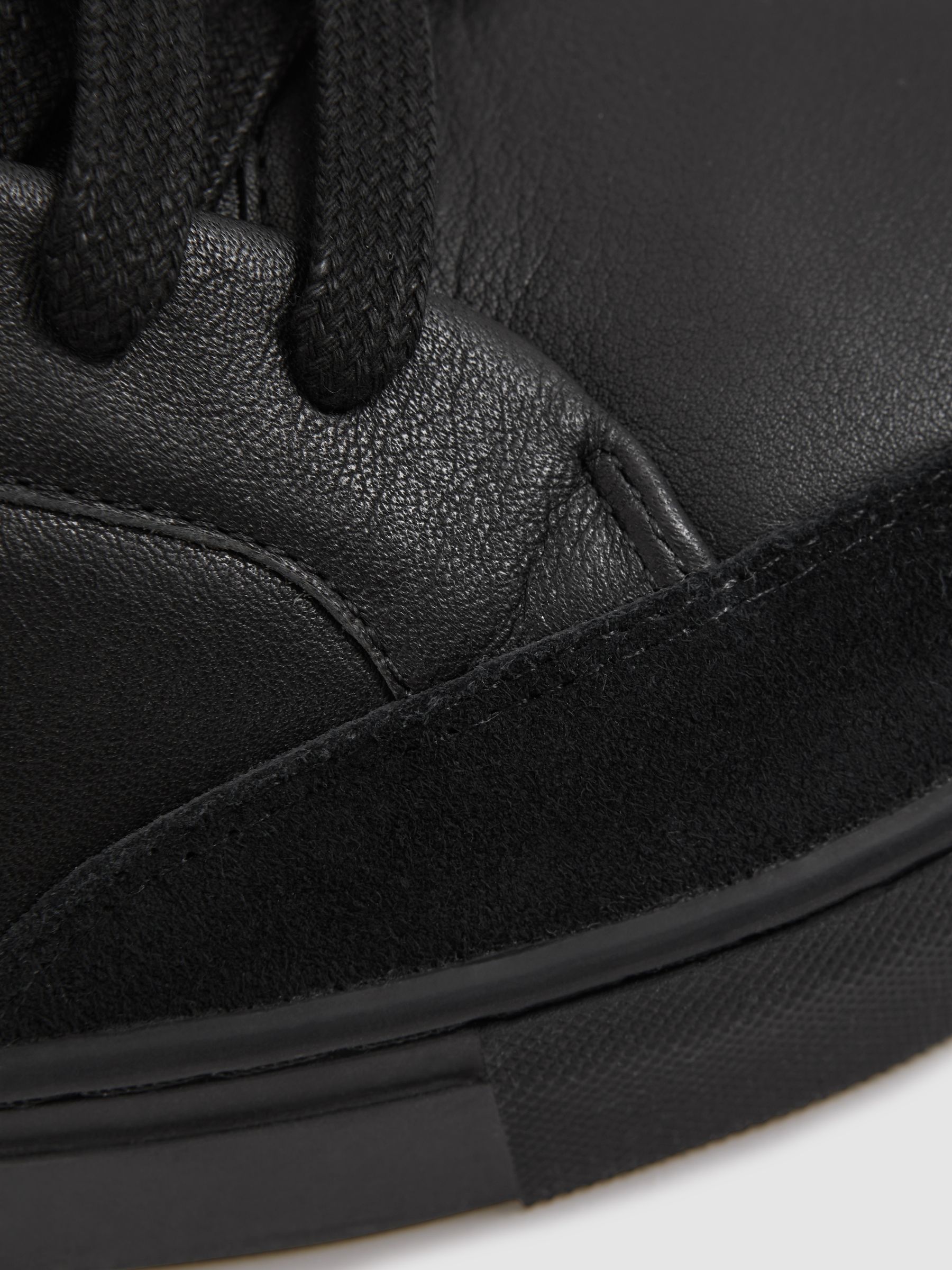 Leather Low Top Trainers in All Black - Image 5 of 5