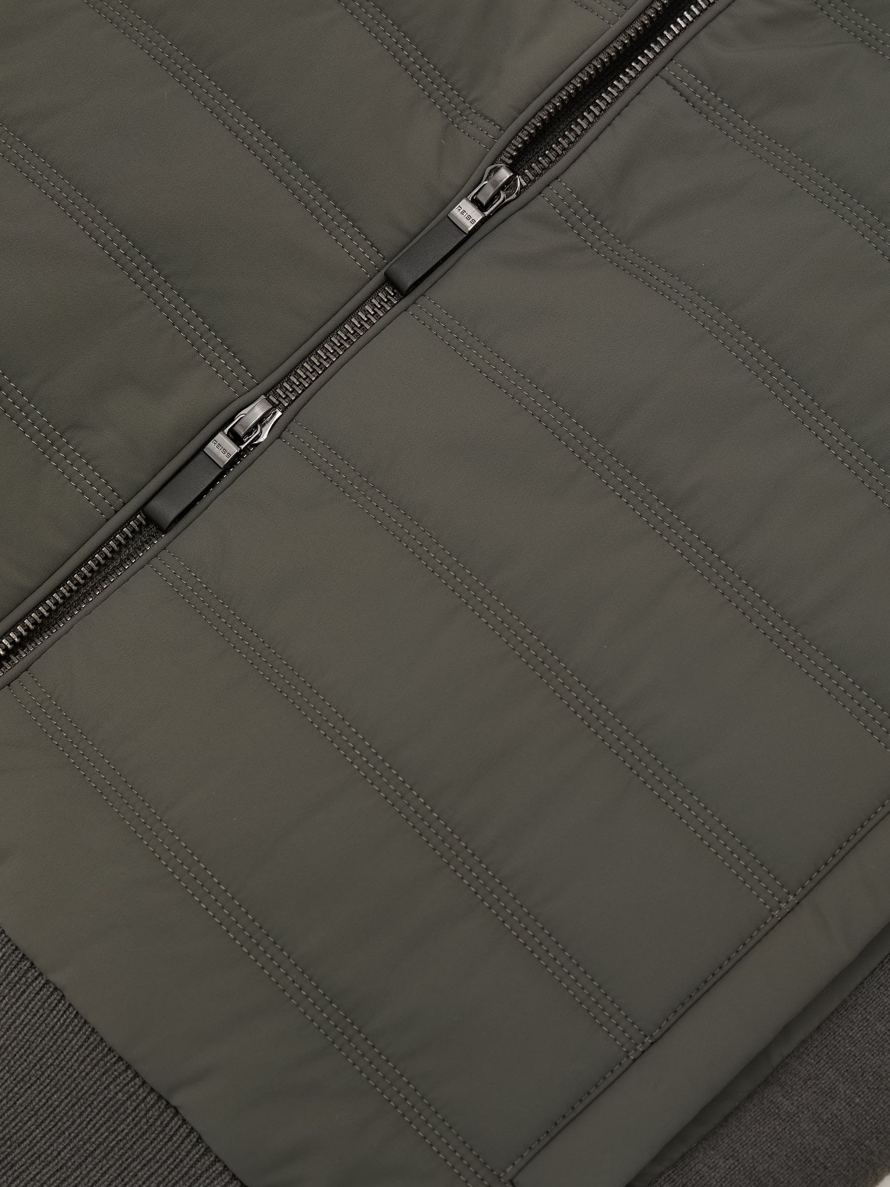 Quilted Funnel-Neck Knitted Gilet in Army Green - Image 8 of 8