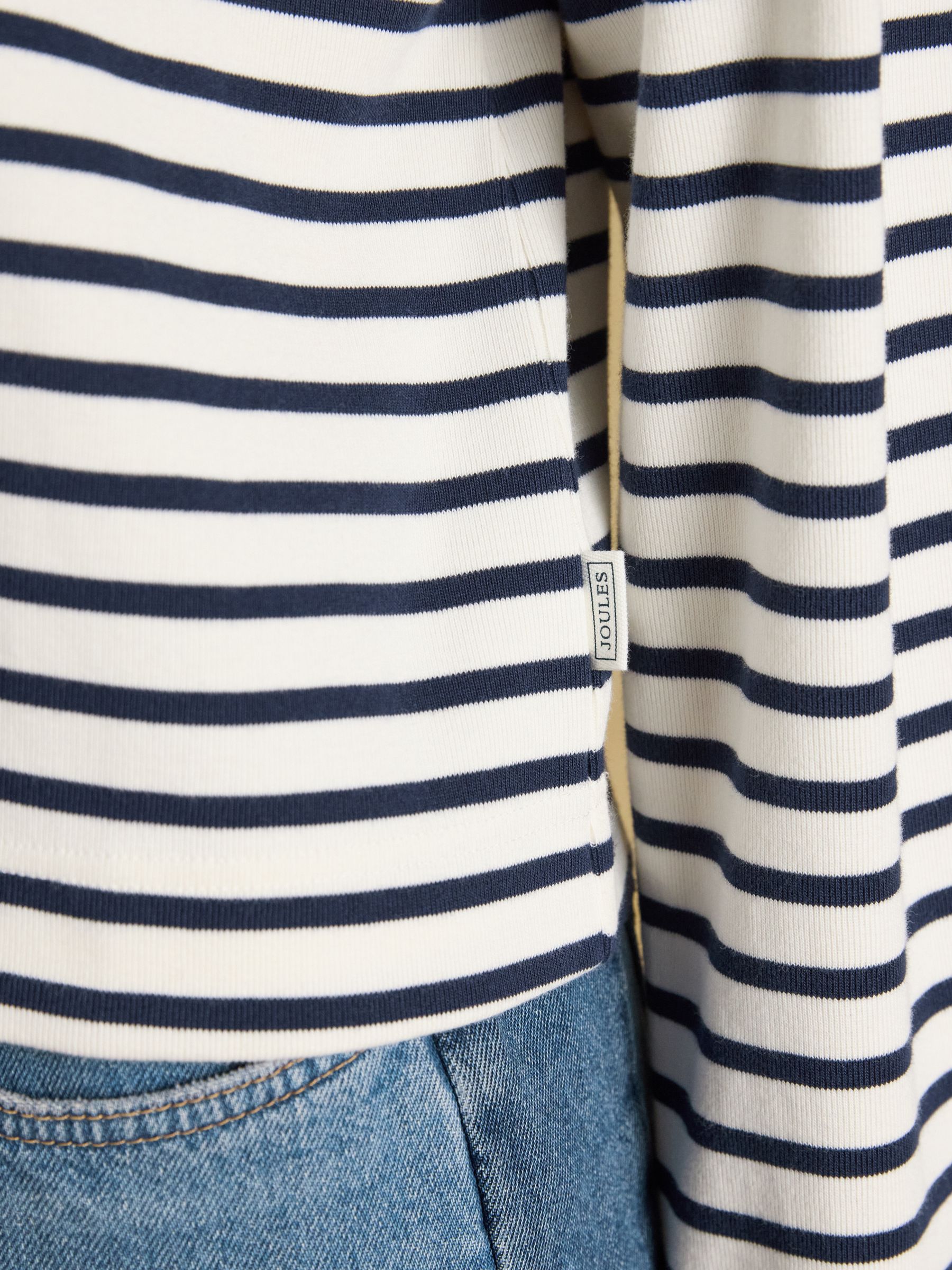 Cream/Navy 100% Cotton Ribbed Jersey Collared Half Zip Sweatshirt - Image 5 of 7