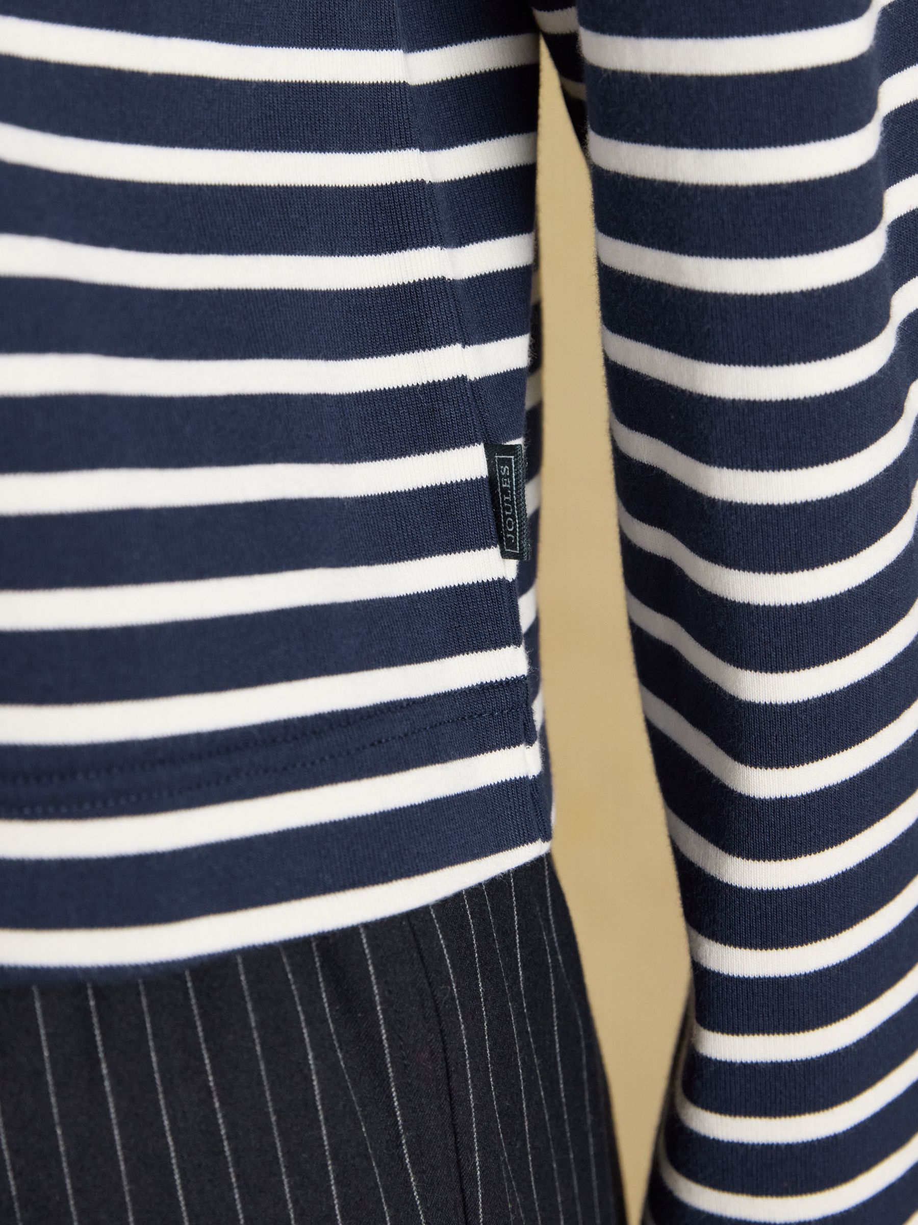 Navy/Cream 100% Cotton Ribbed Jersey Collared Half Zip Sweatshirt - Image 5 of 6
