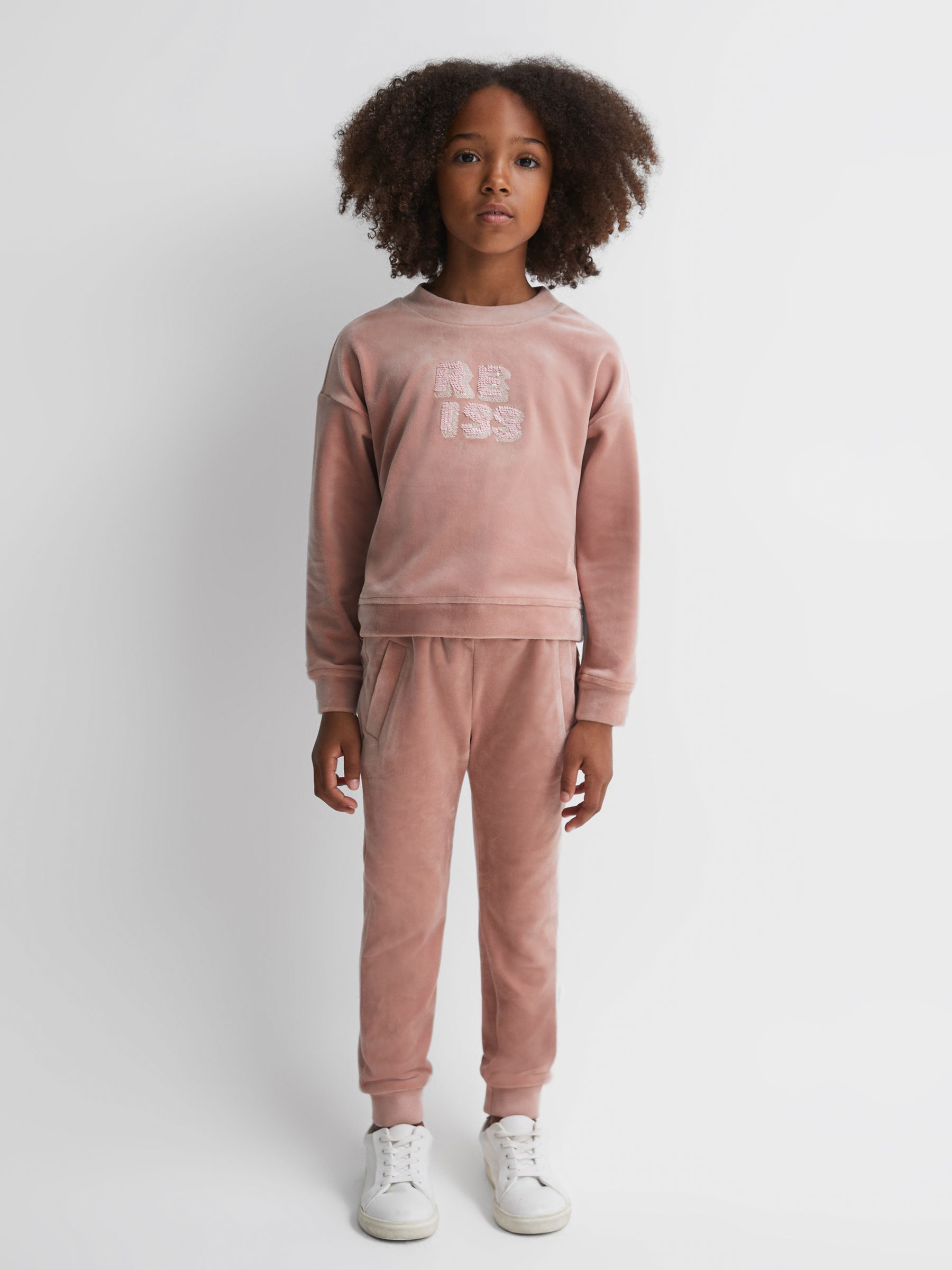 9-13 yrs Velour Sequin Motif Jumper in Pink - Image 3 of 6