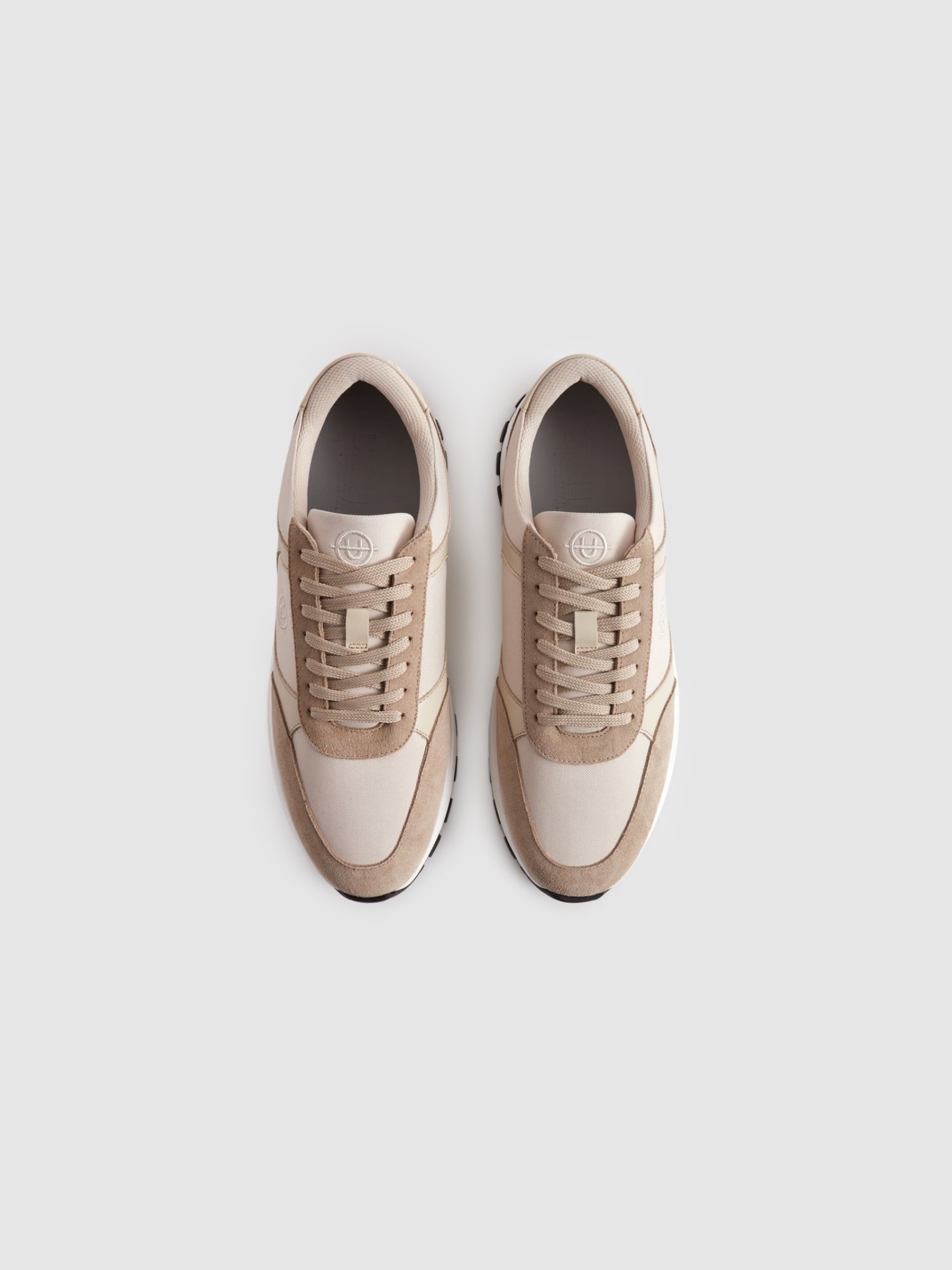 Unseen Suede Leather Plemont Trainers in Taupe/White - Image 3 of 5