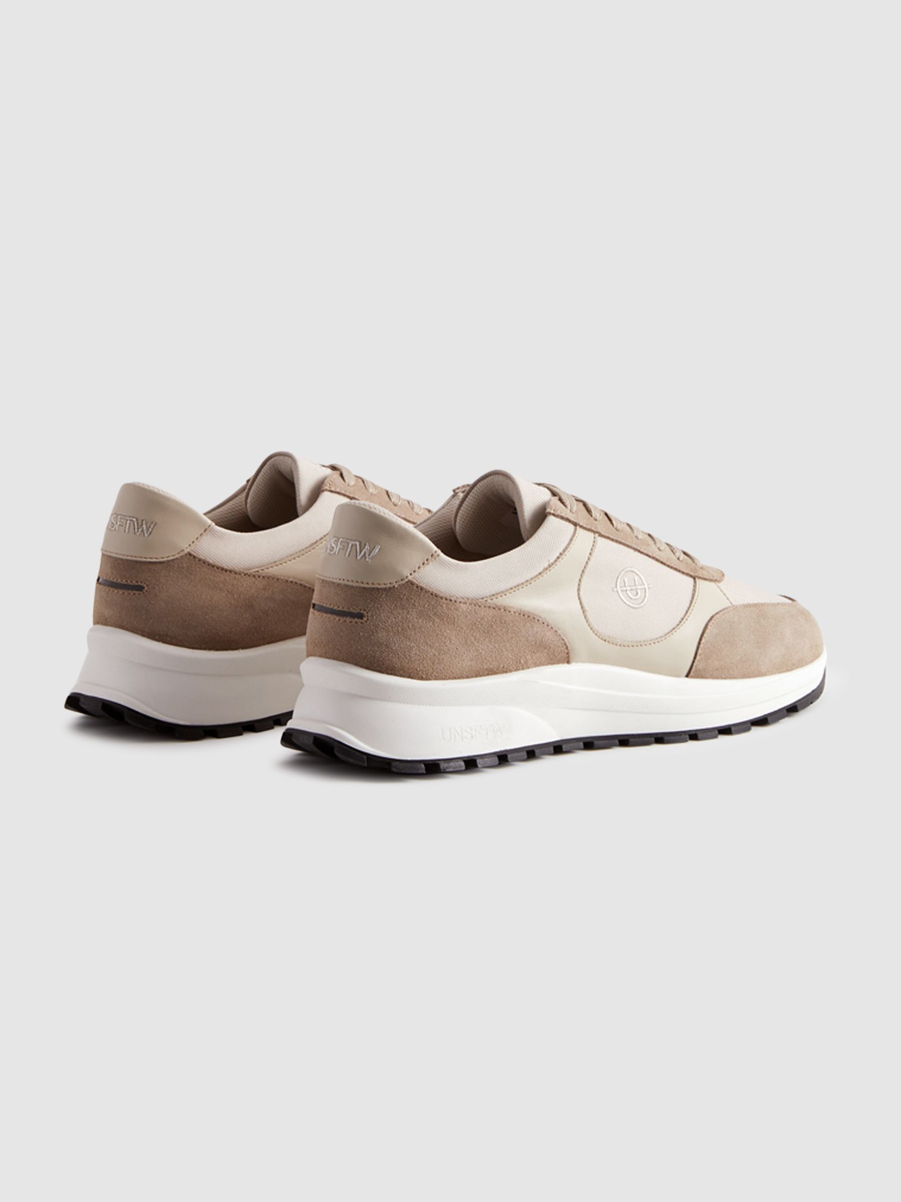 Unseen Suede Leather Plemont Trainers in Taupe/White - Image 4 of 5