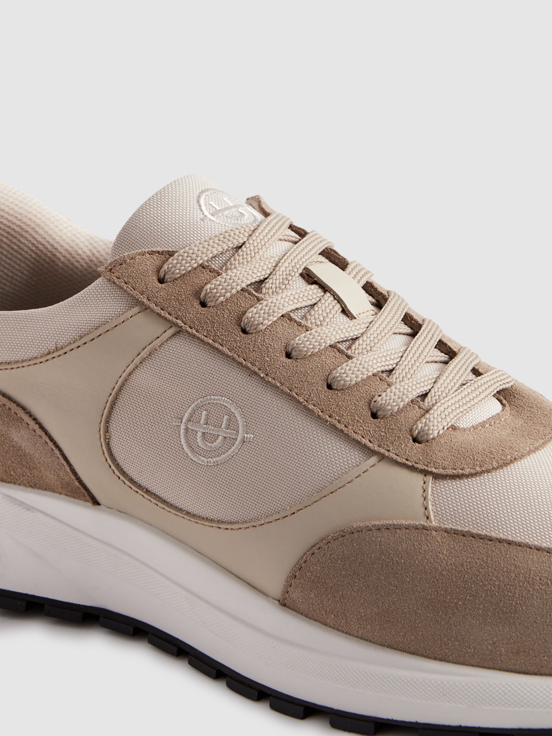 Unseen Suede Leather Plemont Trainers in Taupe/White - Image 5 of 5