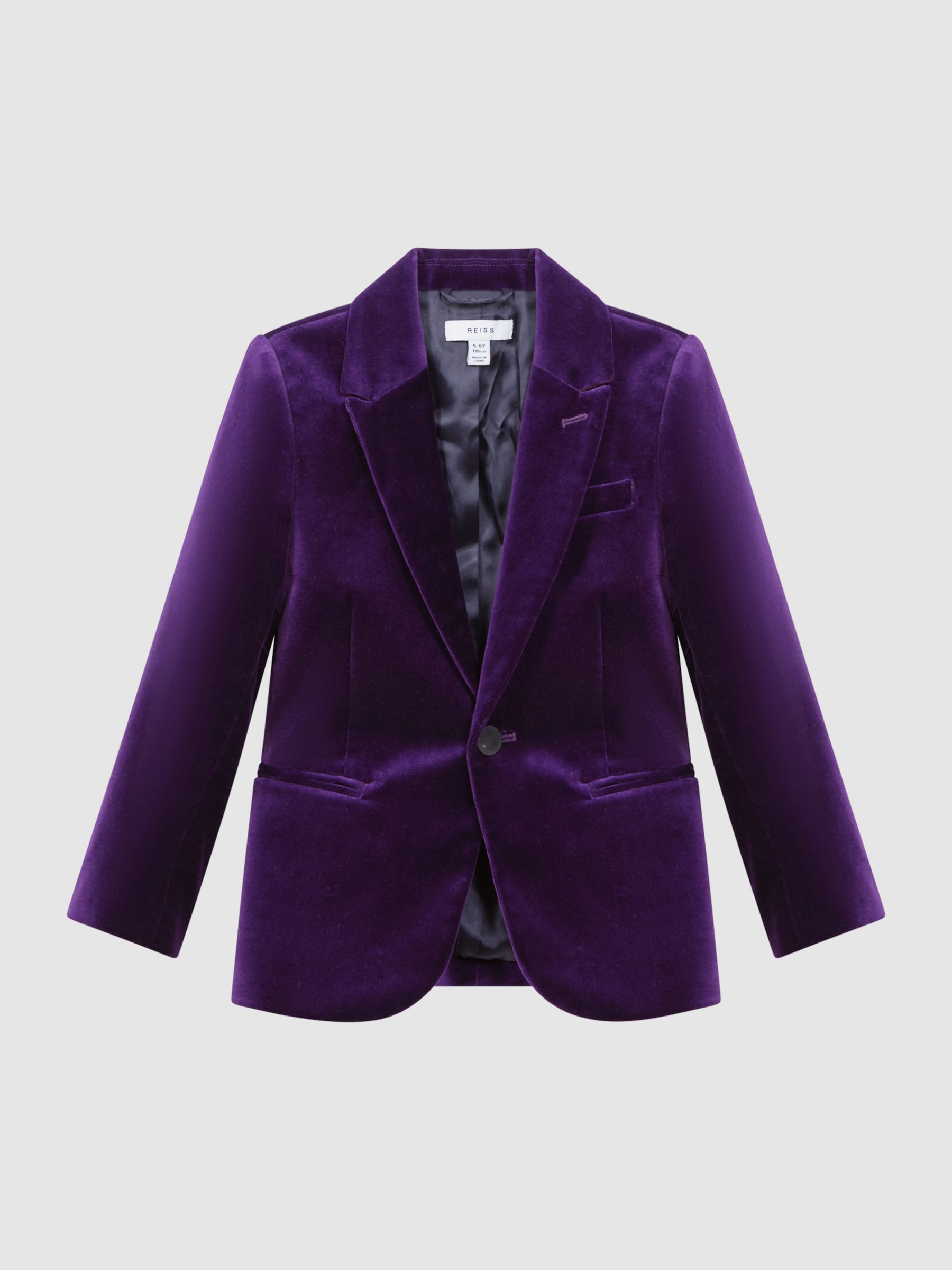 Slim Fit Velvet Single Breasted Blazer in Purple - Image 2 of 6