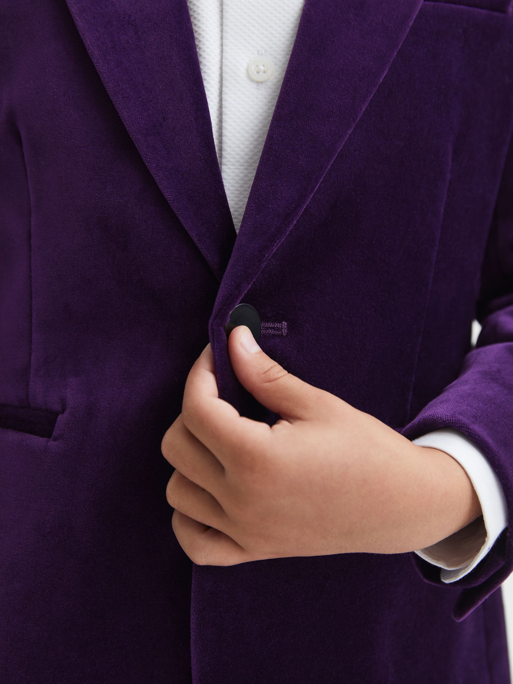 Slim Fit Velvet Single Breasted Blazer in Purple - Image 5 of 6