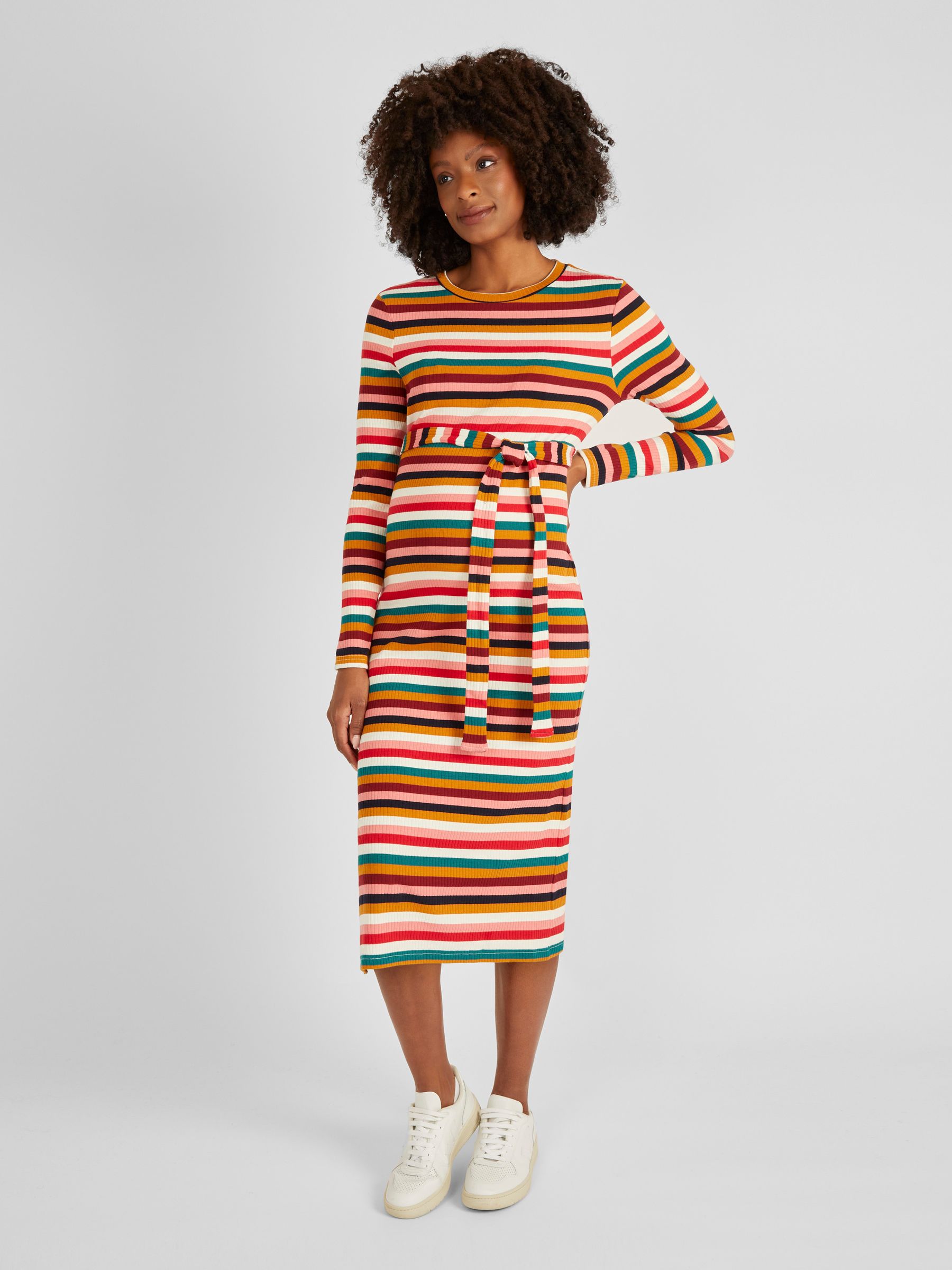 Multi Stripe Ribbed Jersey Maternity Dress - Image 1 of 4