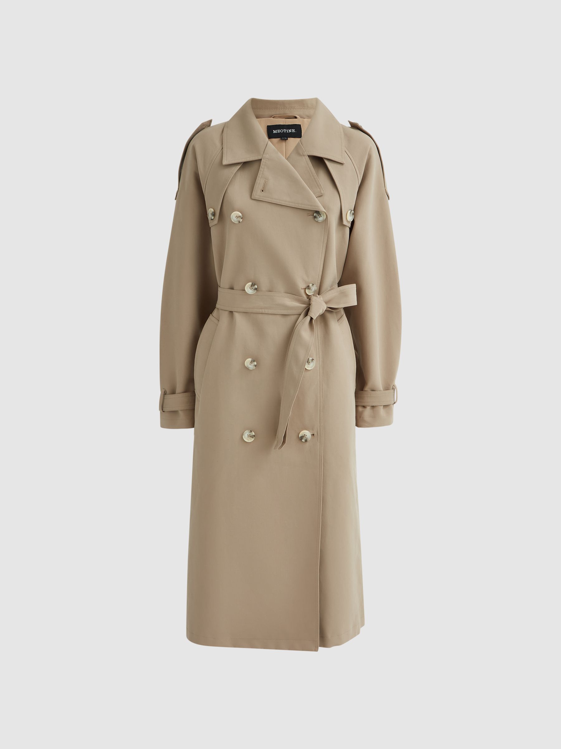 Meotine Mid Length Trench Coat in Beige - Image 2 of 7
