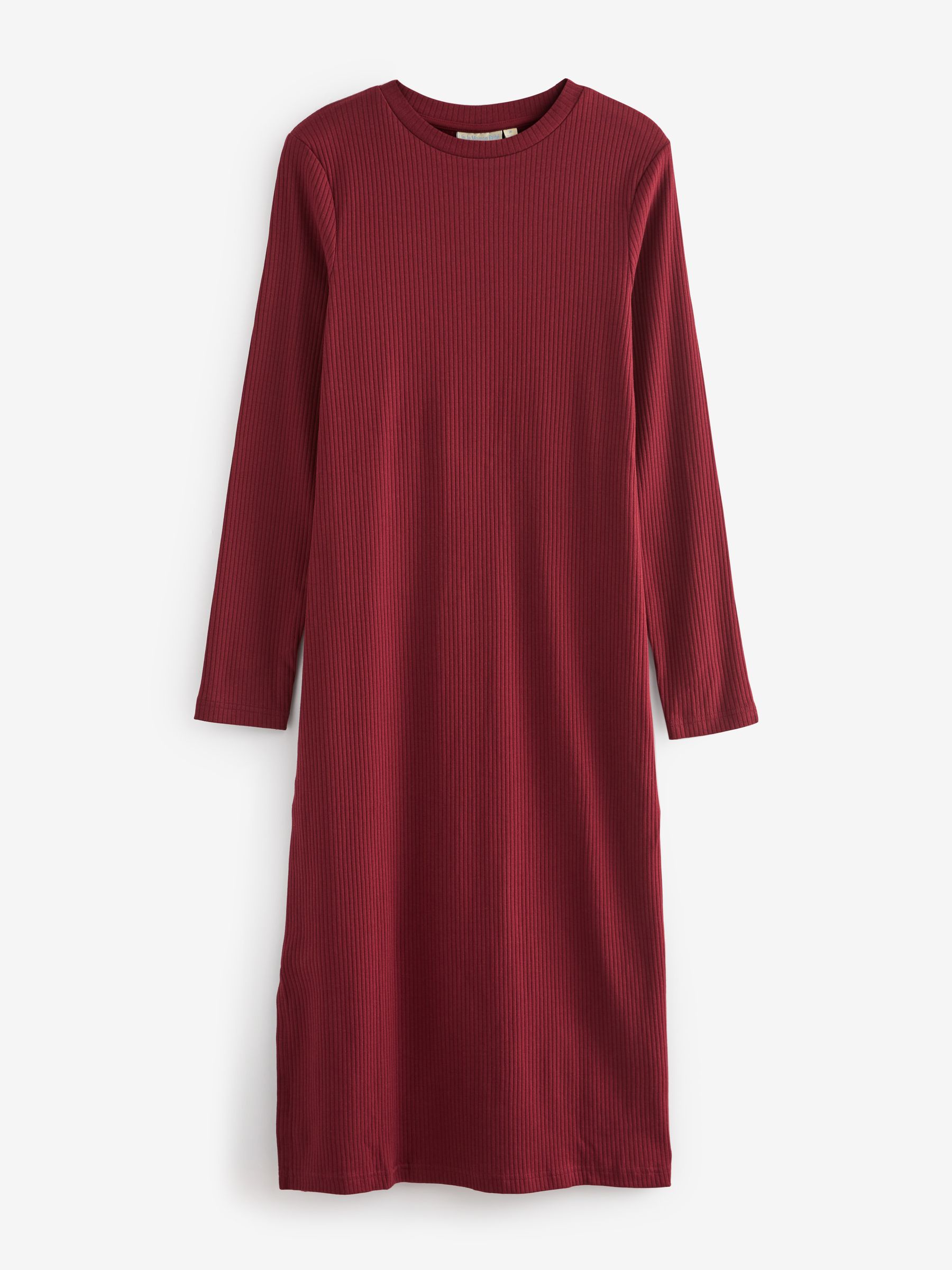Rust Red Ribbed Jersey Maternity Dress - Image 7 of 7