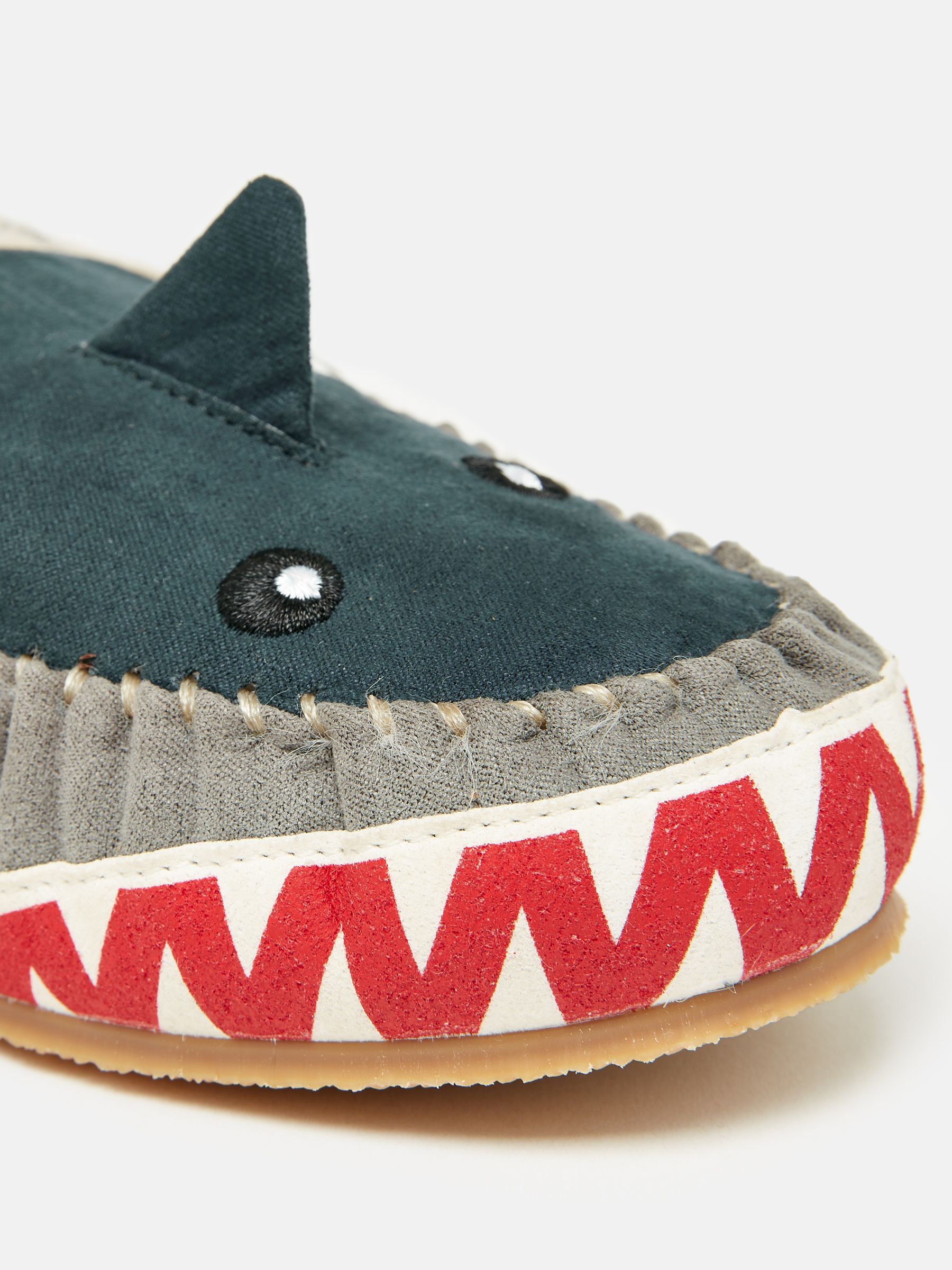 Boys' Quinn Navy Shark Moccasin Slippers - Image 2 of 7