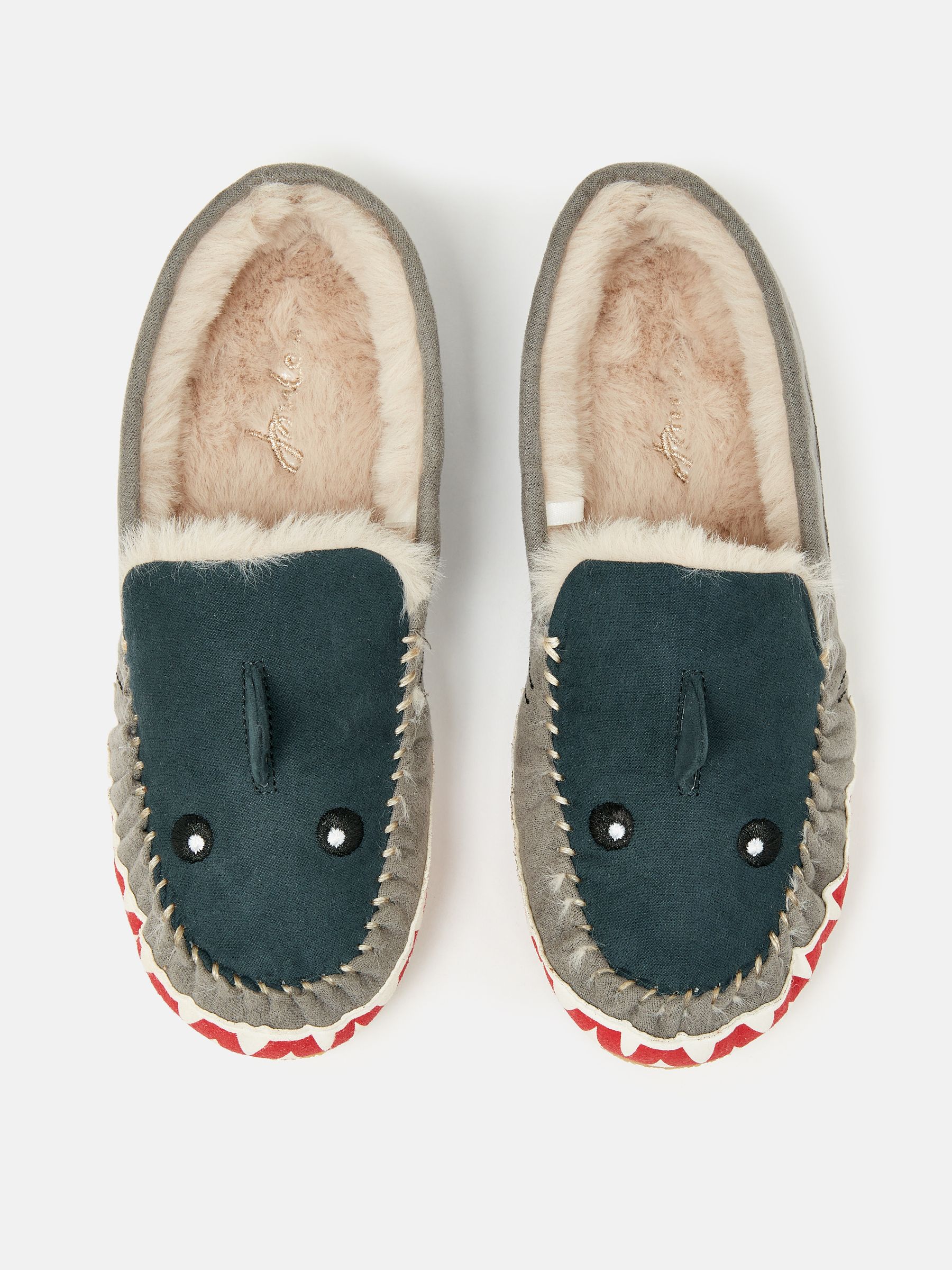 Boys' Quinn Navy Shark Moccasin Slippers - Image 6 of 7