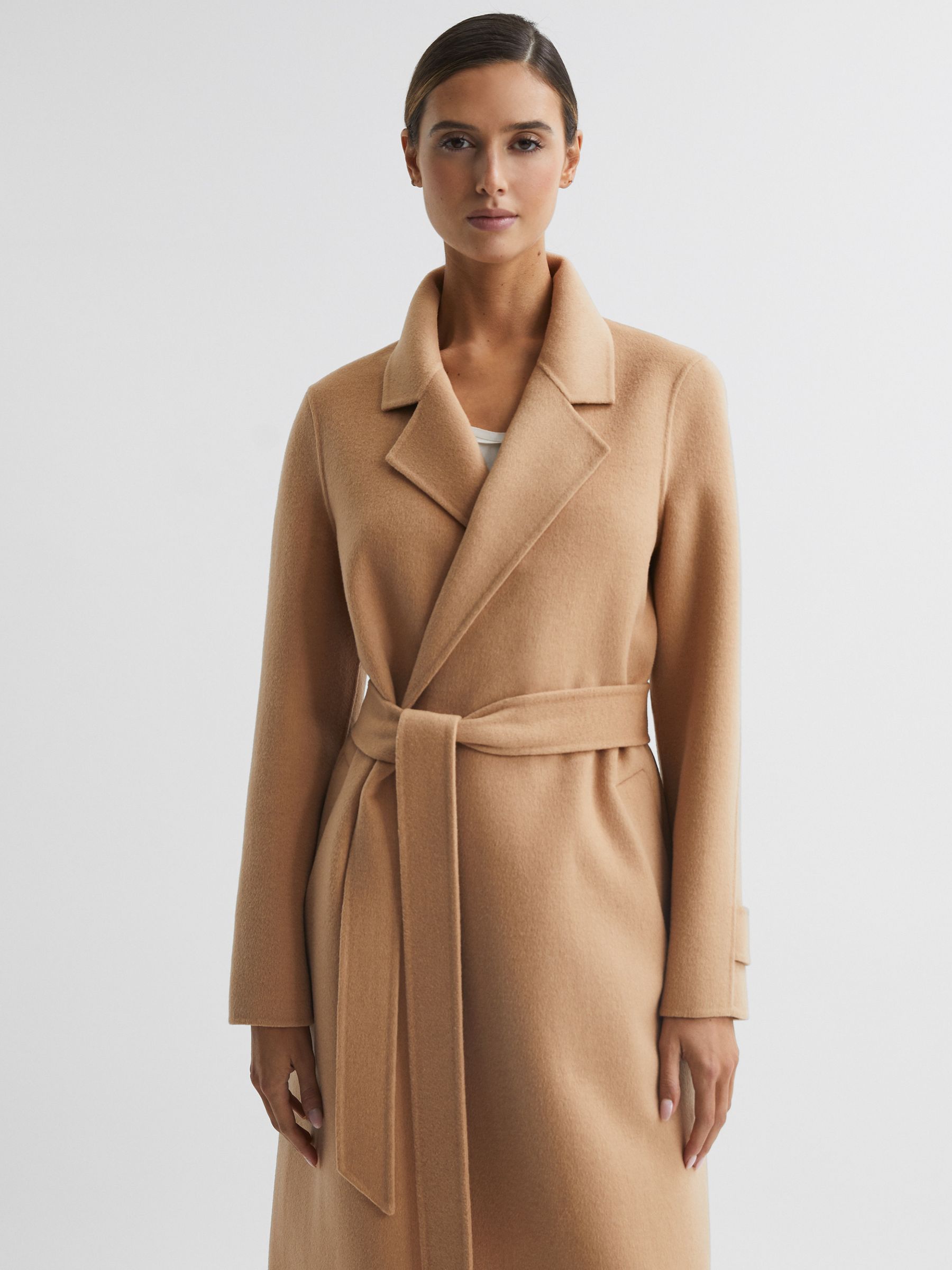 Wool Blend Blindseam Belted Coat in Camel - Image 3 of 5