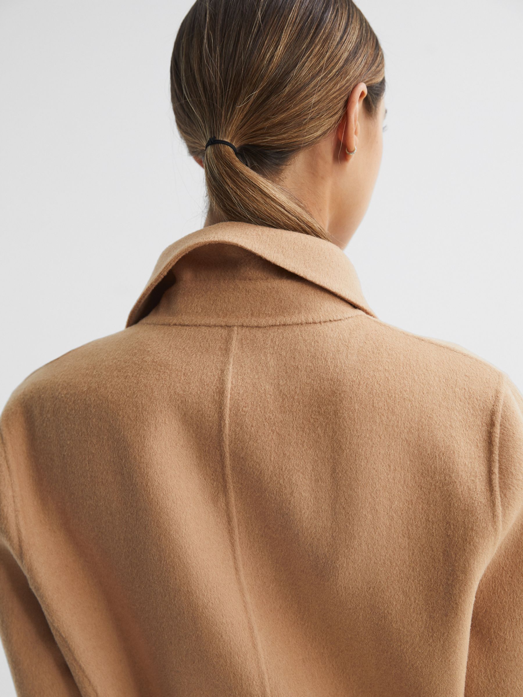 Reiss Wool Blend Blindseam Belted Coat in Camel | REISS