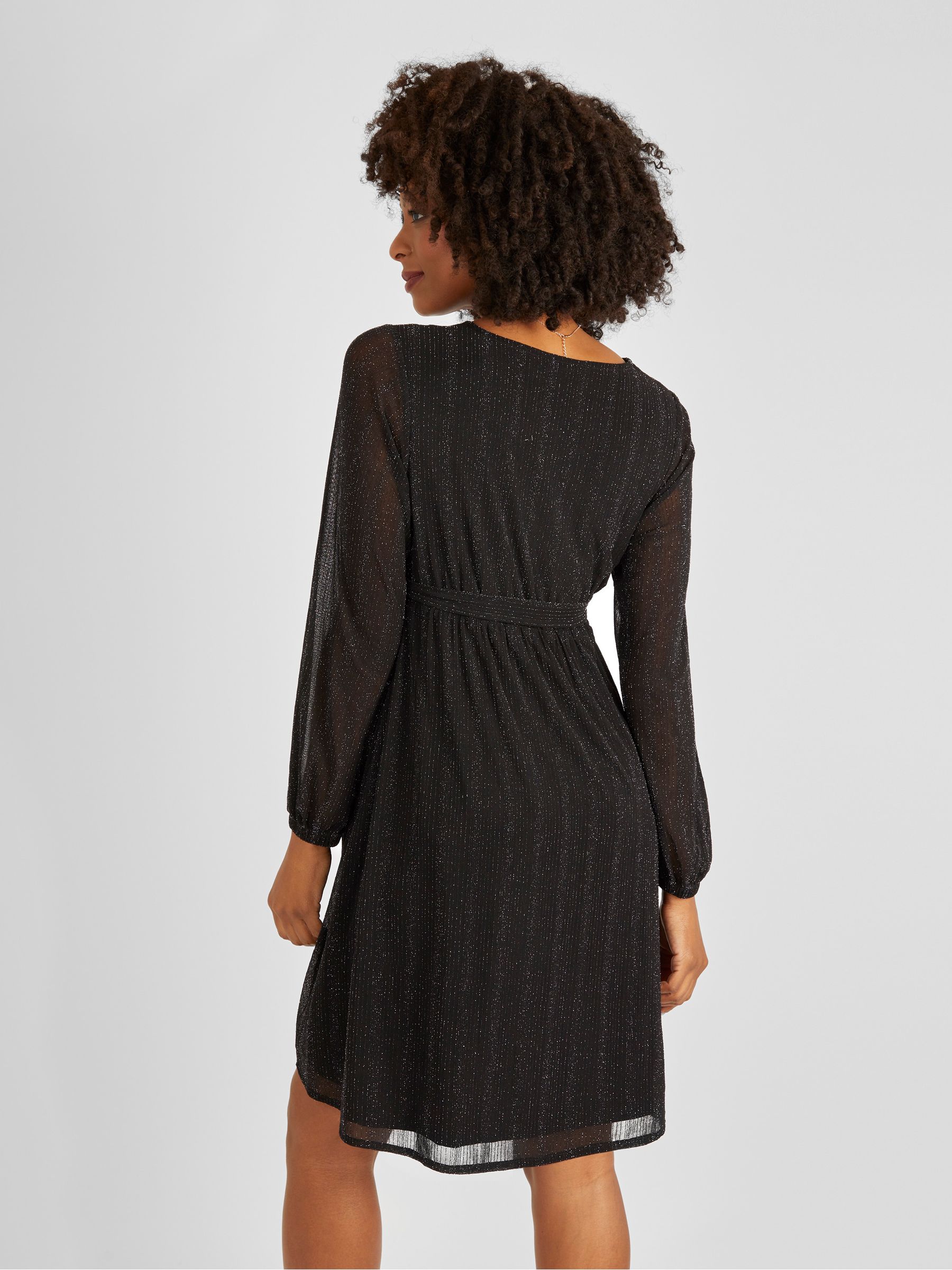 Black Sparkle V-Neck Maternity Mini Dress - Image 2 of 6