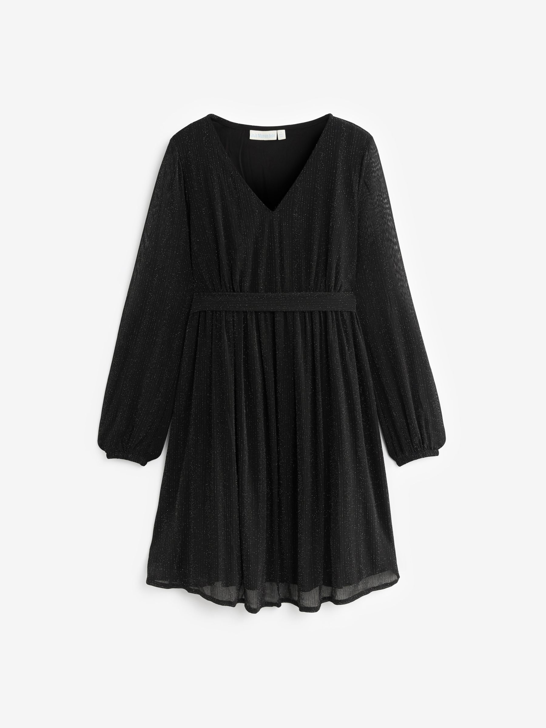 Black Sparkle V-Neck Maternity Mini Dress - Image 6 of 6
