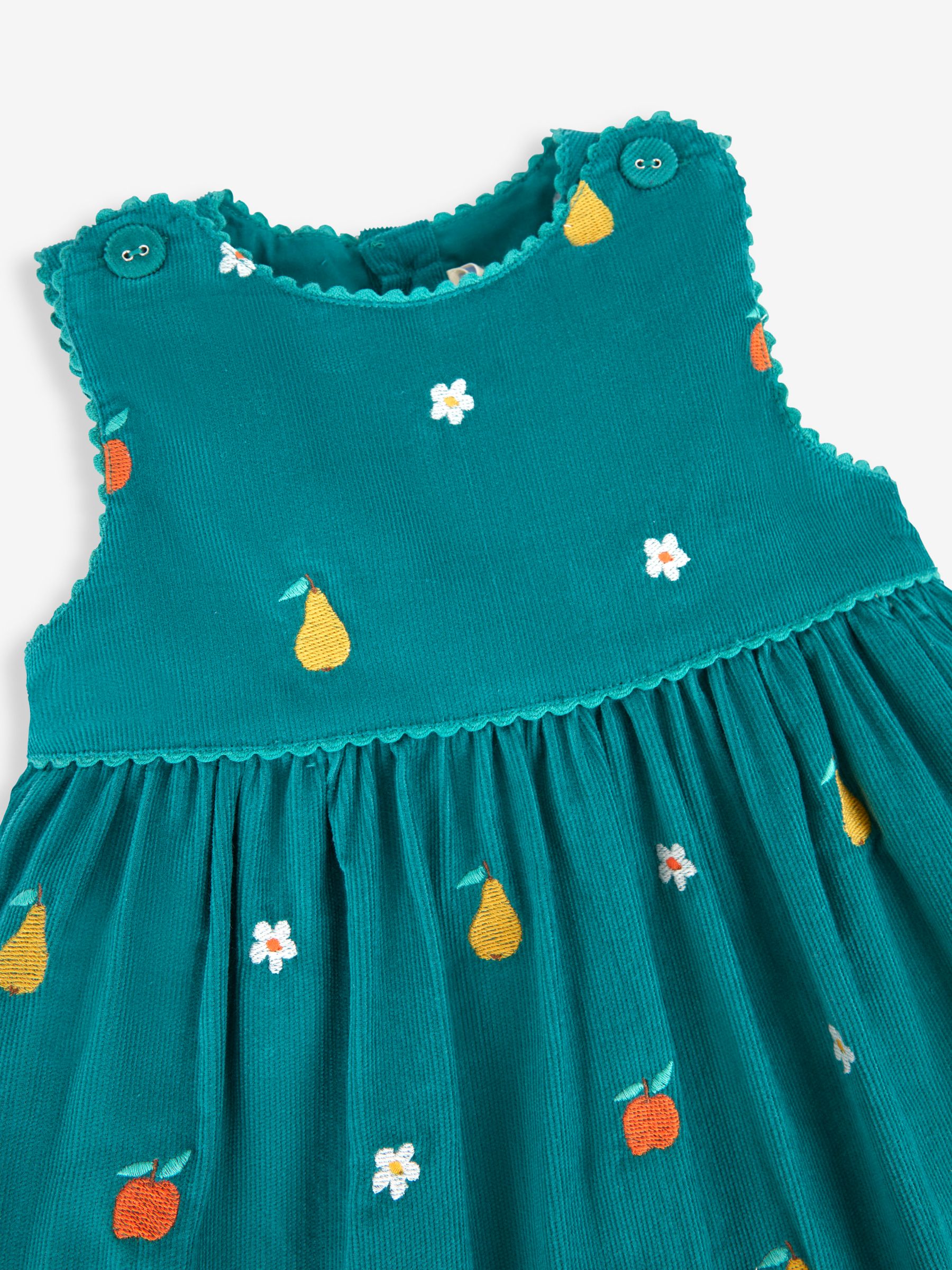 Green Girls' Fruit & Flower Embroidered Cord Dress - Image 4 of 4