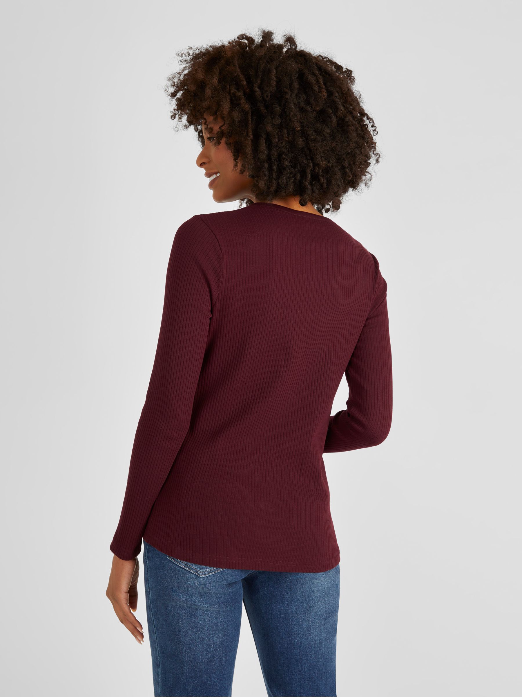 Wine Red Popper Front Maternity Top - Image 2 of 5