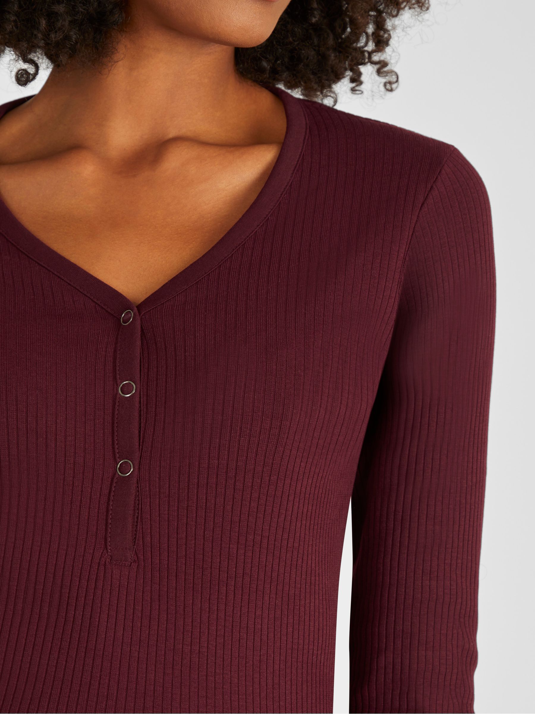 Wine Red Popper Front Maternity Top - Image 4 of 5