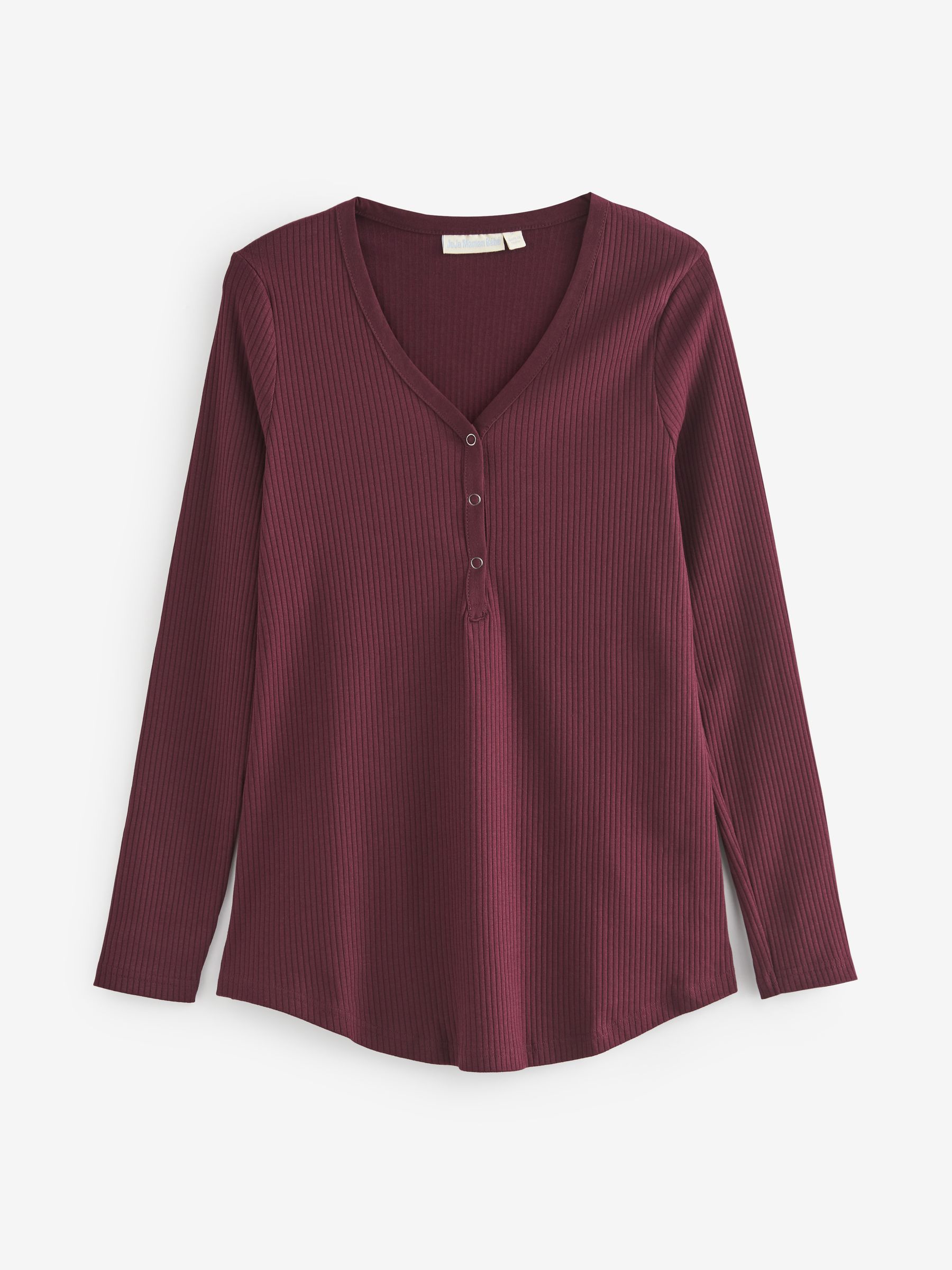 Wine Red Popper Front Maternity Top - Image 5 of 5