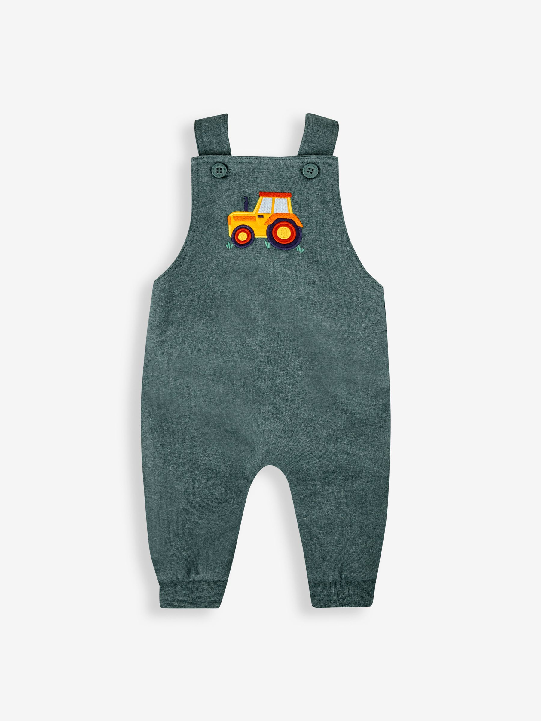 Marl Green Tractor Boys' Bear Appliqué Dungarees & Stripe Top Set - Image 6 of 9