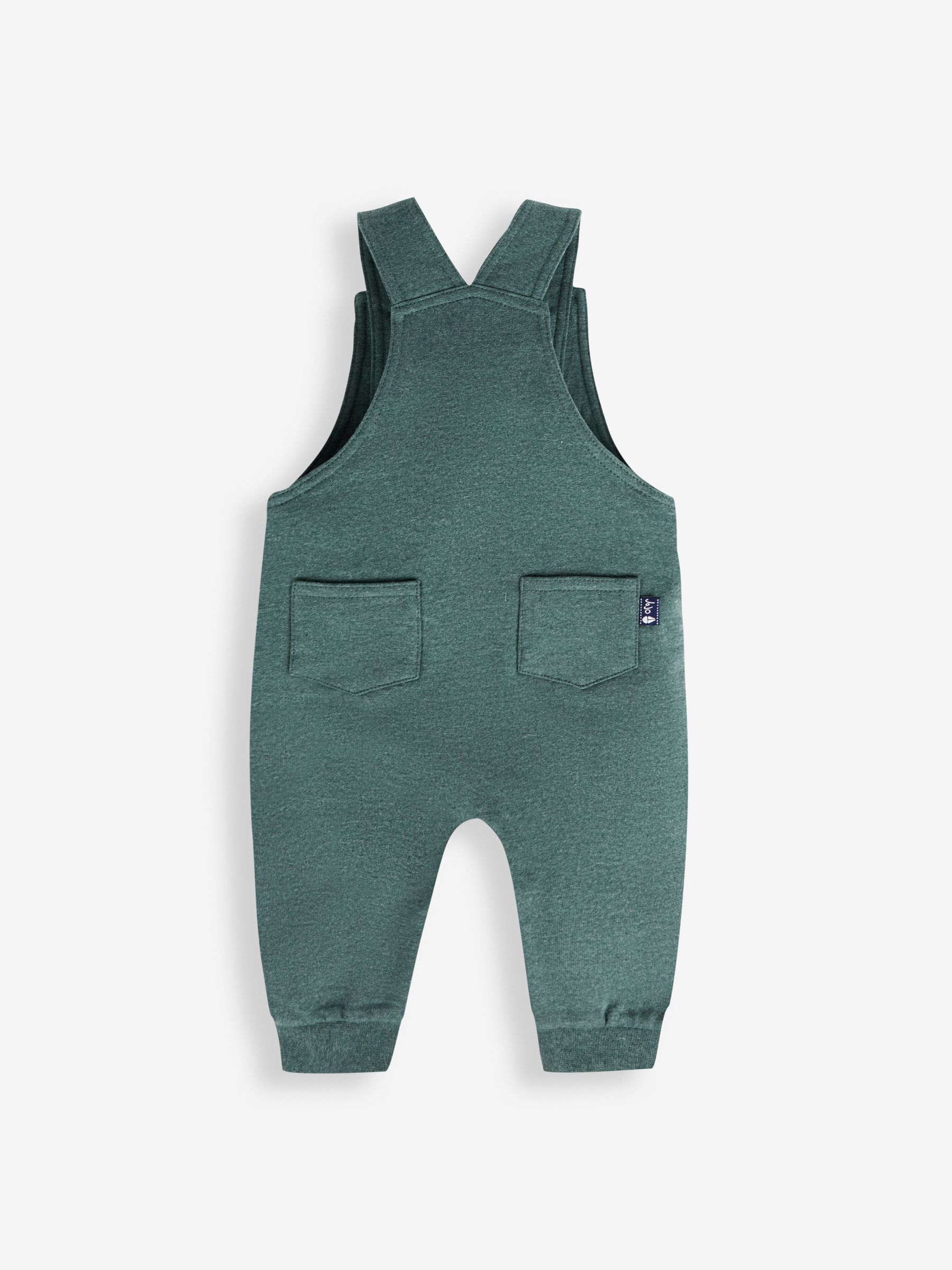 Marl Green Tractor Boys' Bear Appliqué Dungarees & Stripe Top Set - Image 7 of 9