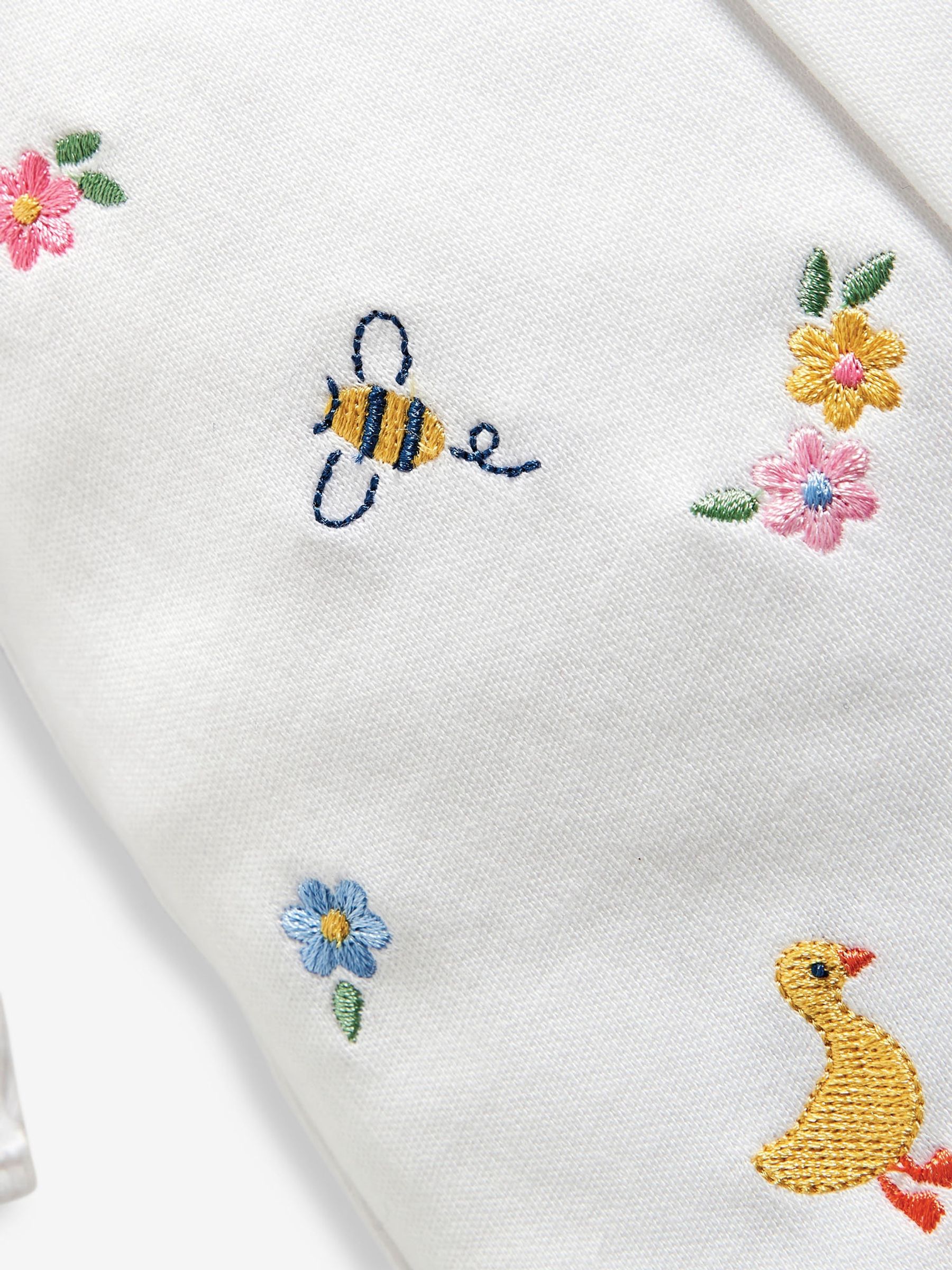 White Floral Duck Embroidered Baby Sleepsuit - Image 2 of 2