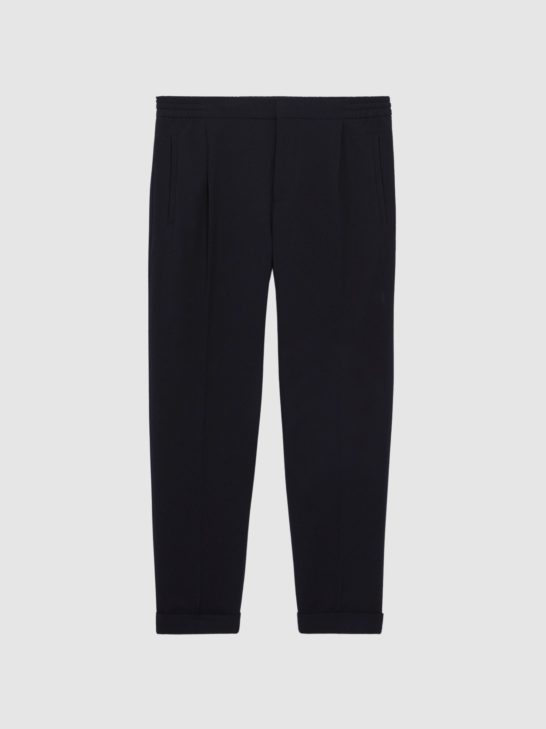 Seersucker Elasticated Trousers in Navy - Image 2 of 5