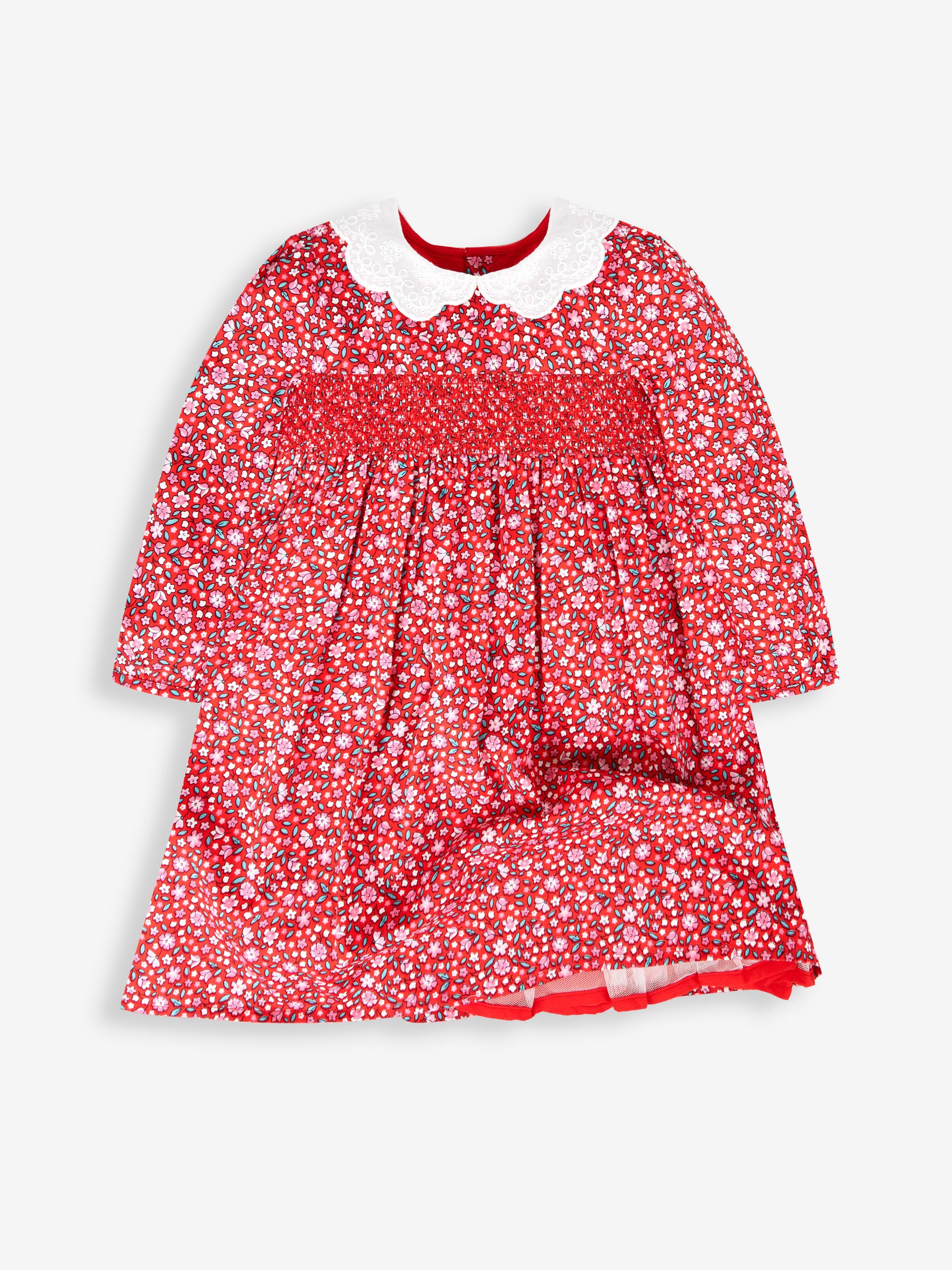Red Girls' Winter Blossom Smocked Party Dress - Image 3 of 6