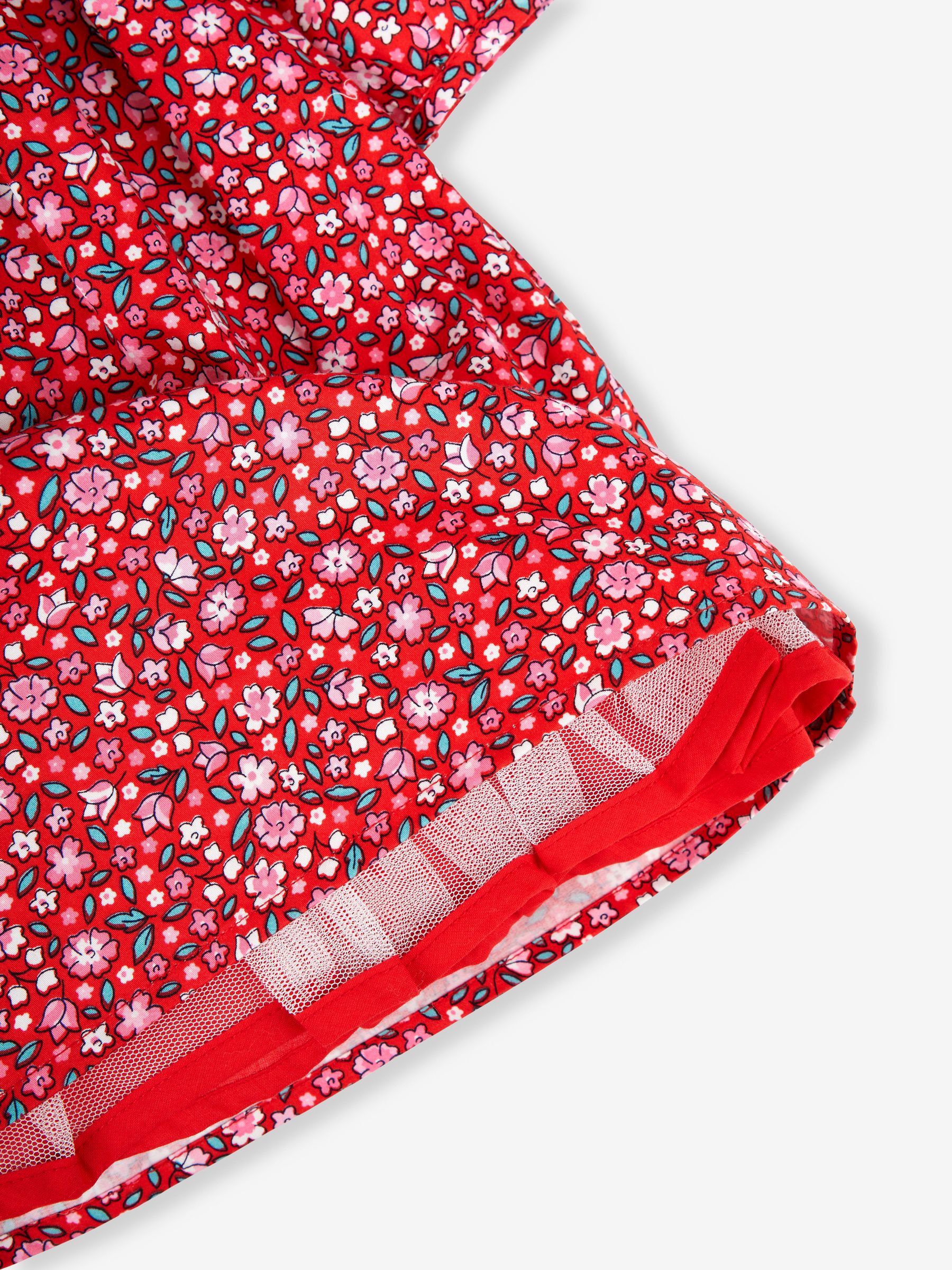 Red Girls' Winter Blossom Smocked Party Dress - Image 6 of 6