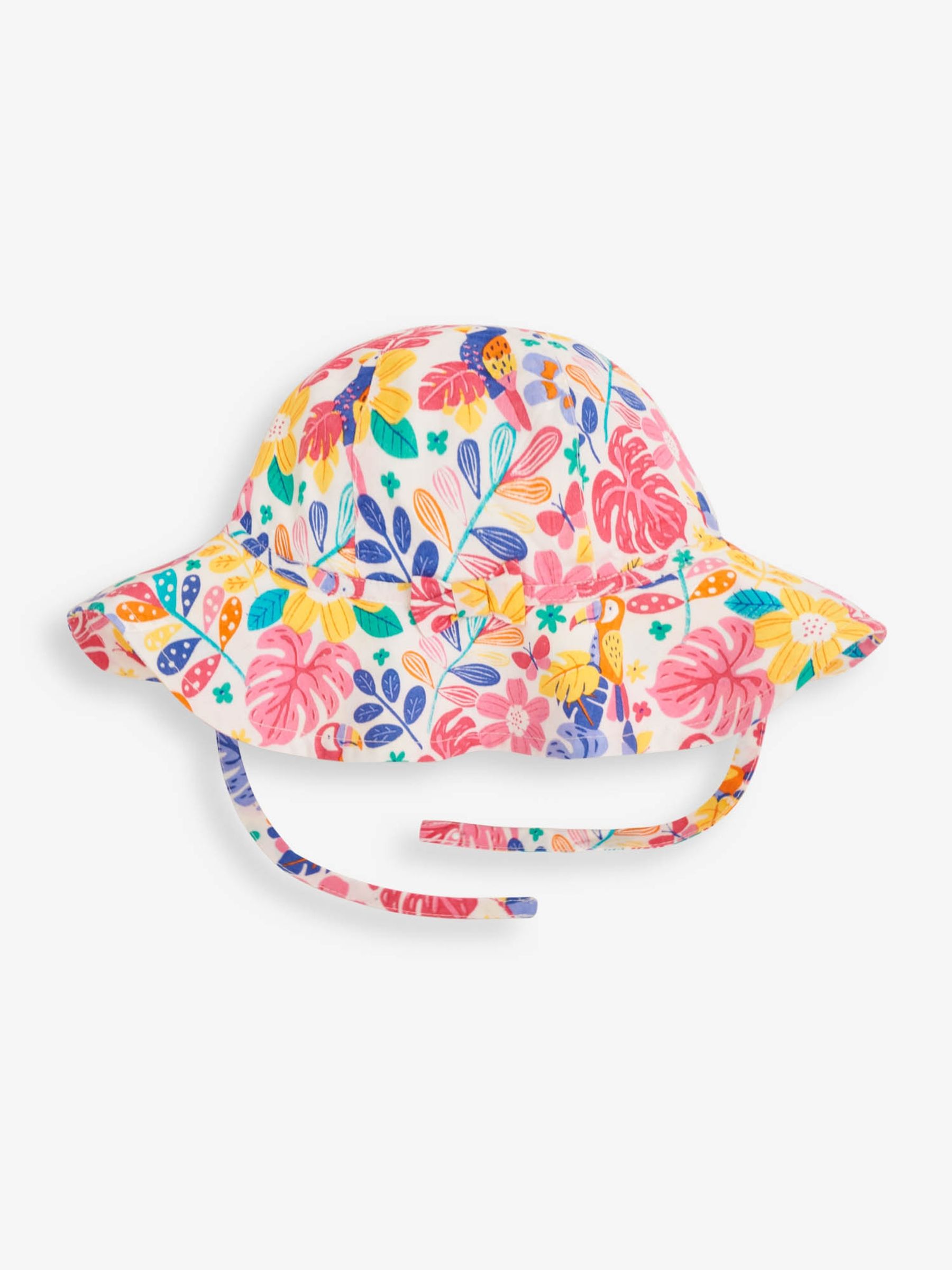 White Tropical Print Floppy Sun Hat - Image 1 of 2